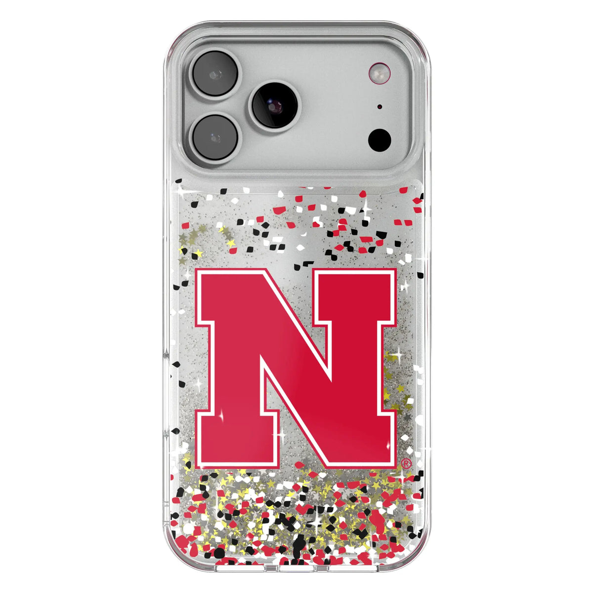 University of Nebraska Huskers Block N Confetti Glitter Phone Case for Apple iPhone