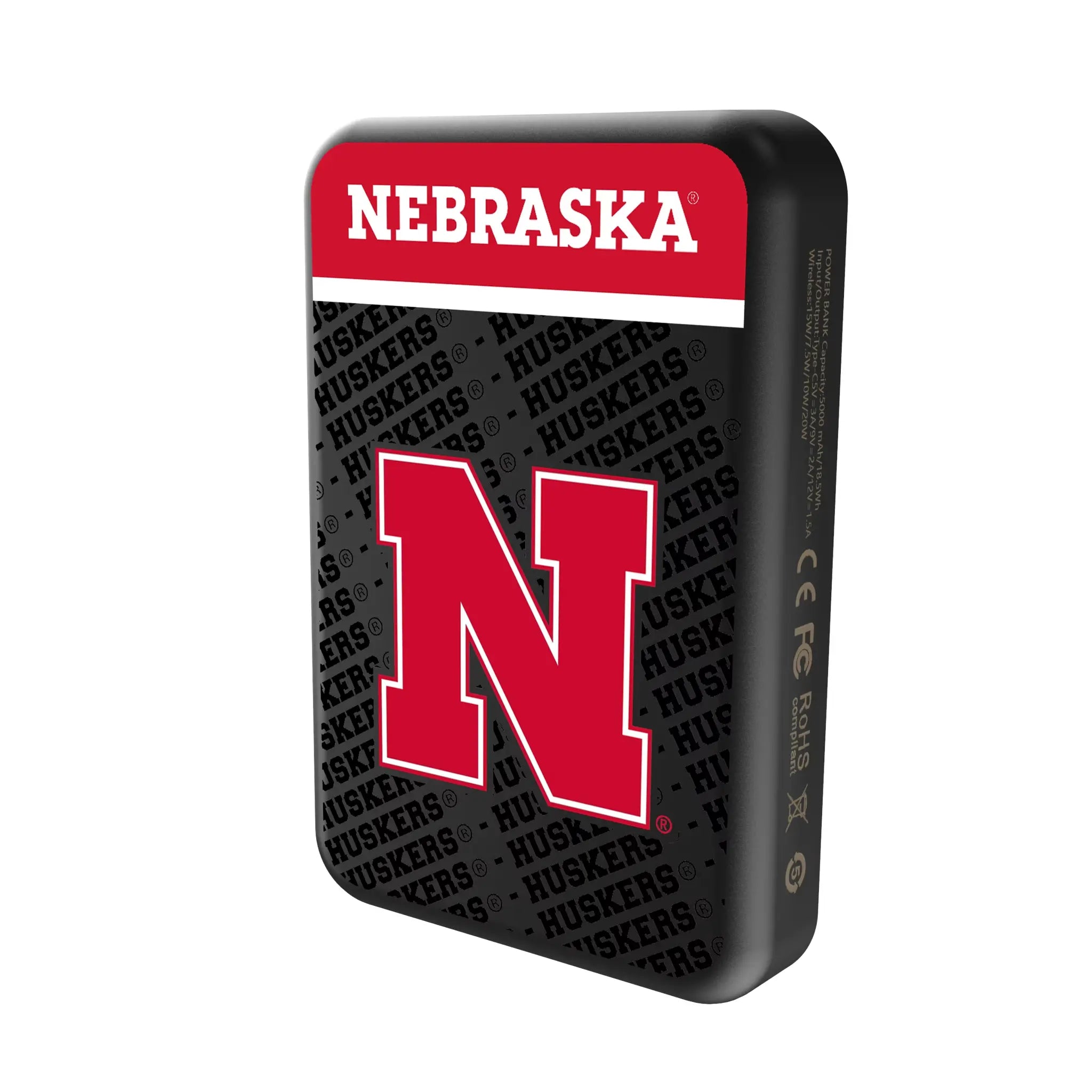 University of Nebraska Huskers Block N Endzone Plus Wireless Mag Power Bank