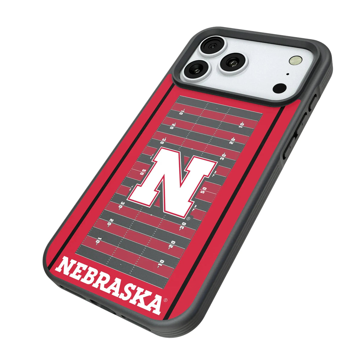 University of Nebraska Huskers Block N Field iPhone Bump Phone Case for Apple iPhone - Isometric View#Device_iPhone 18 Pro Max