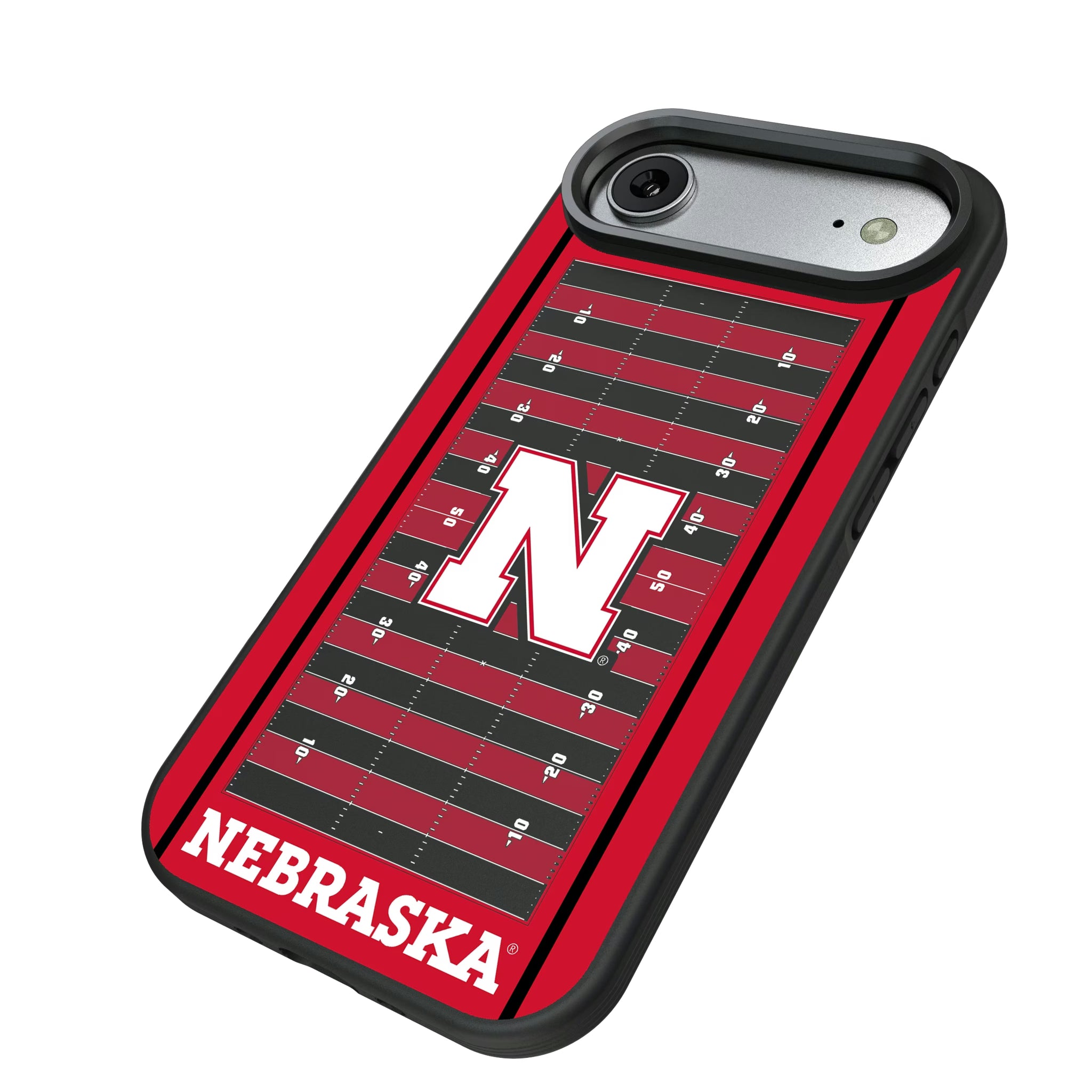 University of Nebraska Huskers Block N Field iPhone Bump Phone Case for Apple iPhone - Isometric View#Device_iPhone Air