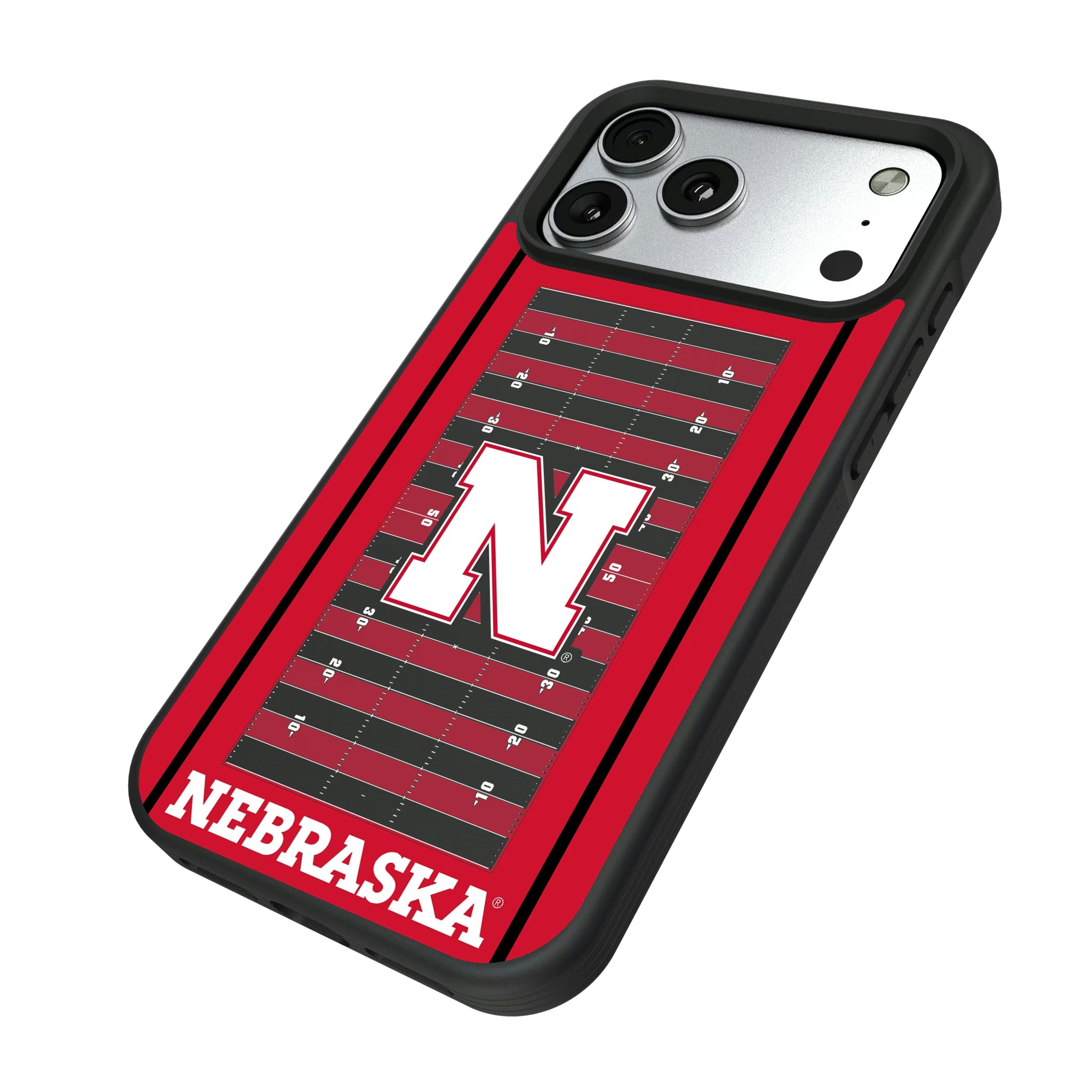 University of Nebraska Huskers Block N Field iPhone Bump Phone Case for Apple iPhone - Isometric View#Device_iPhone 17 Pro Max