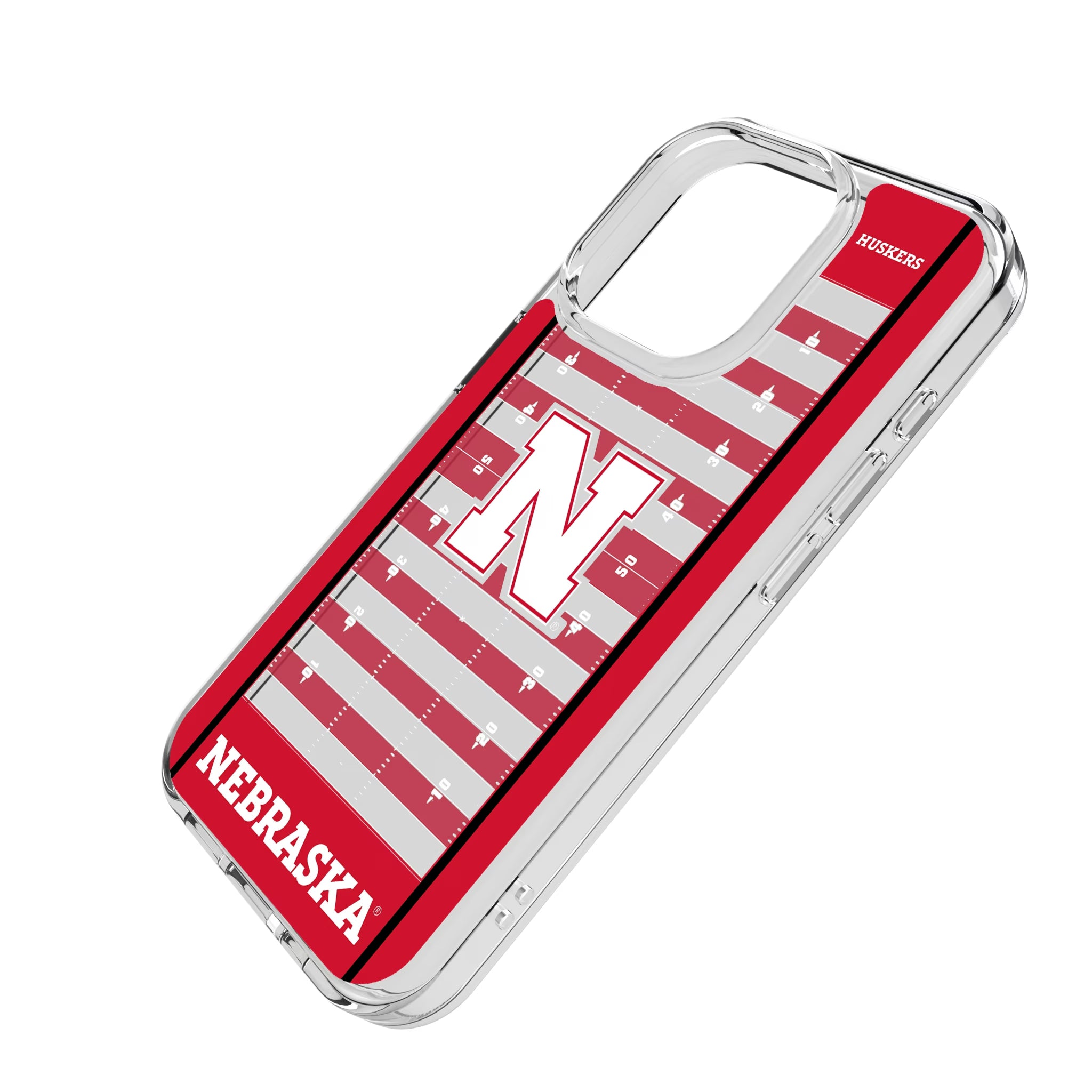 University of Nebraska Huskers Block N Field iPhone Clear Phone Case for Apple iPhone - Isometric View