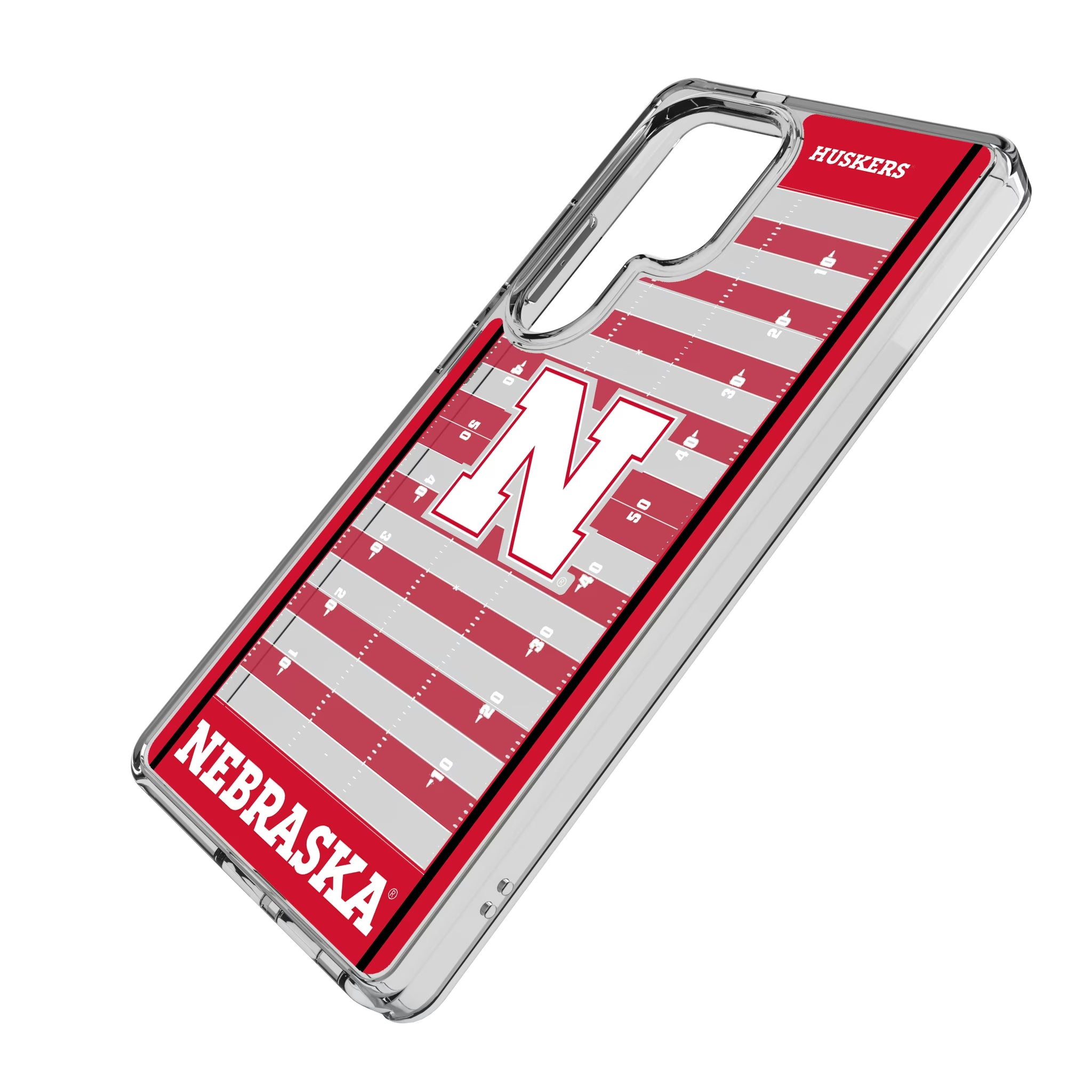 University of Nebraska Huskers Block N Field Galaxy Clear Phone Case for Samsung Galaxy - Isometric View