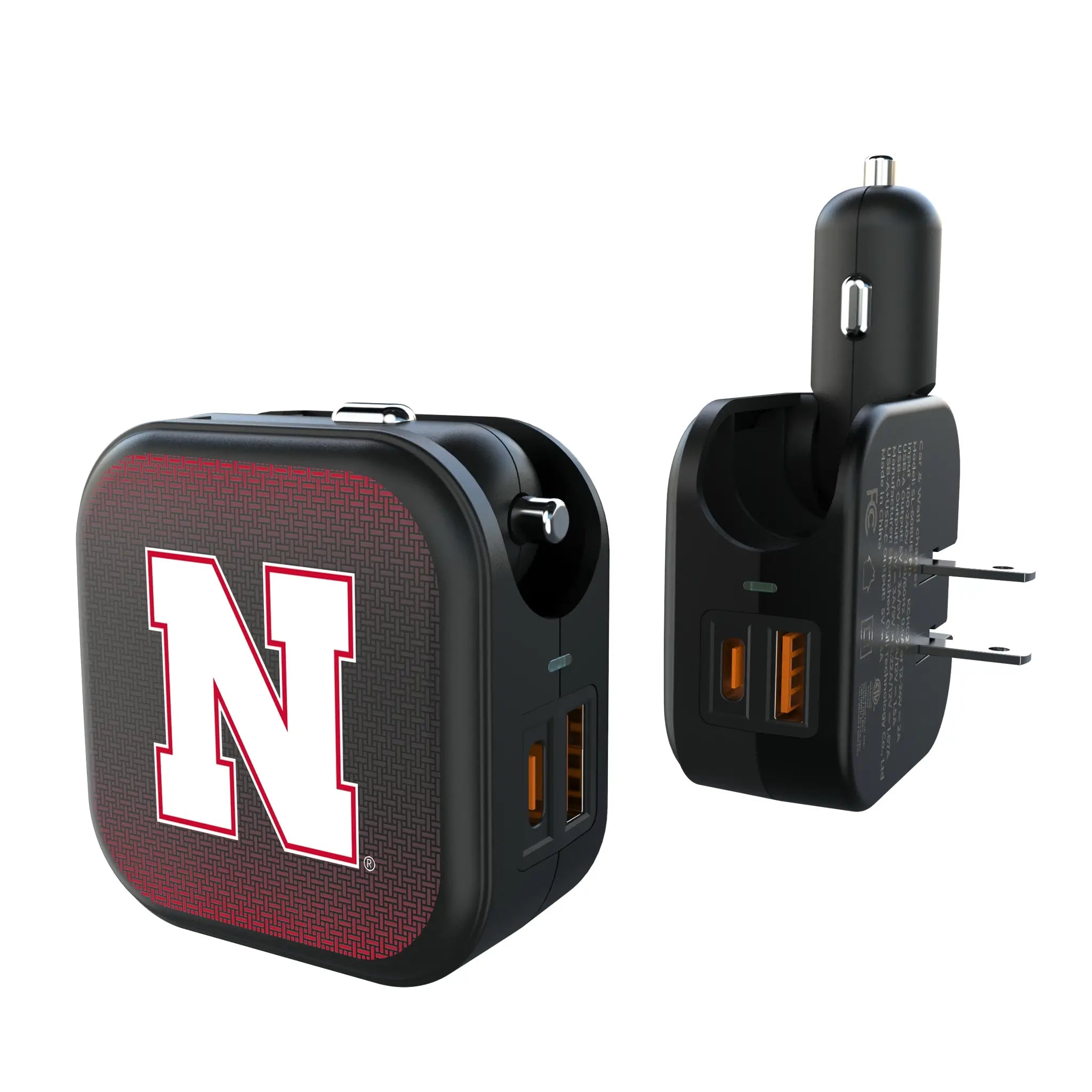 University of Nebraska Huskers Block N Linen 2 in 1 USB A/C Charger