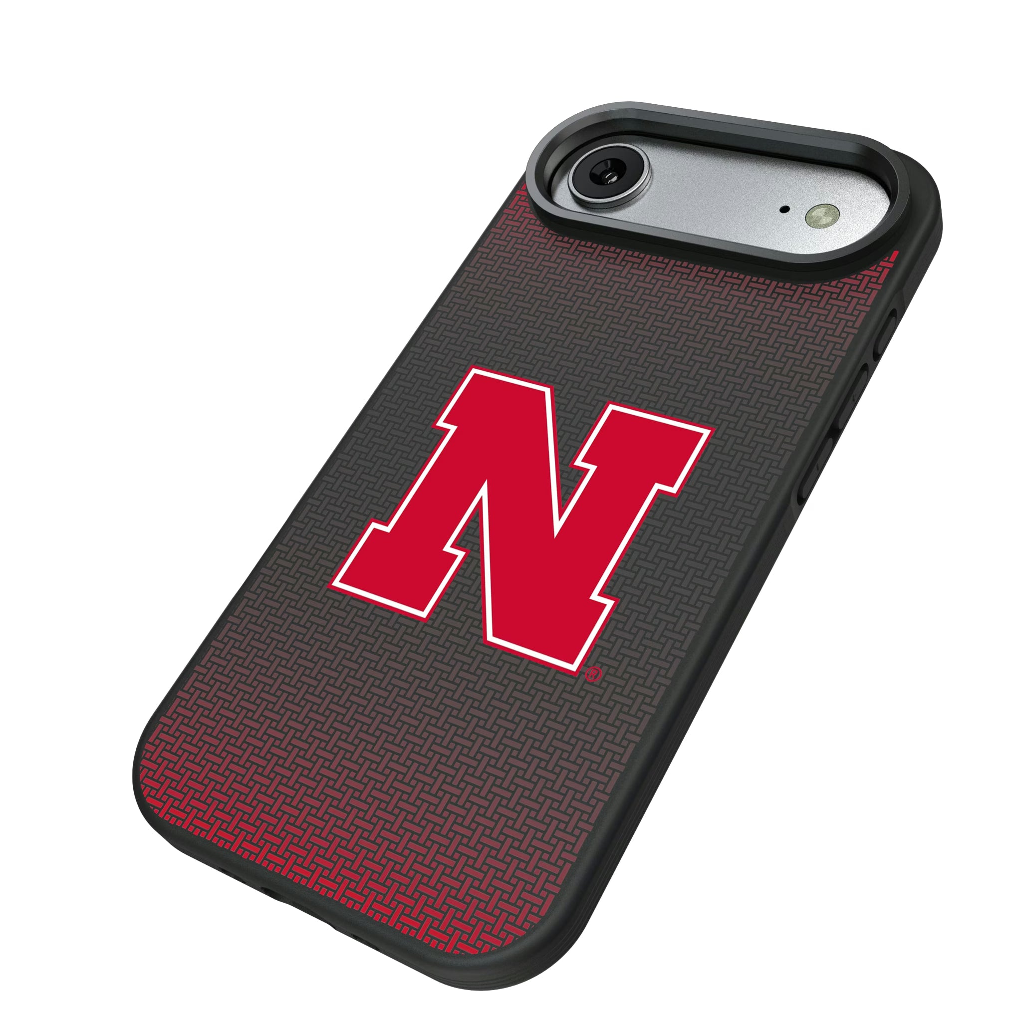 University of Nebraska Huskers Block N Linen iPhone Bump Phone Case for Apple iPhone - Isometric View#Device_iPhone Air