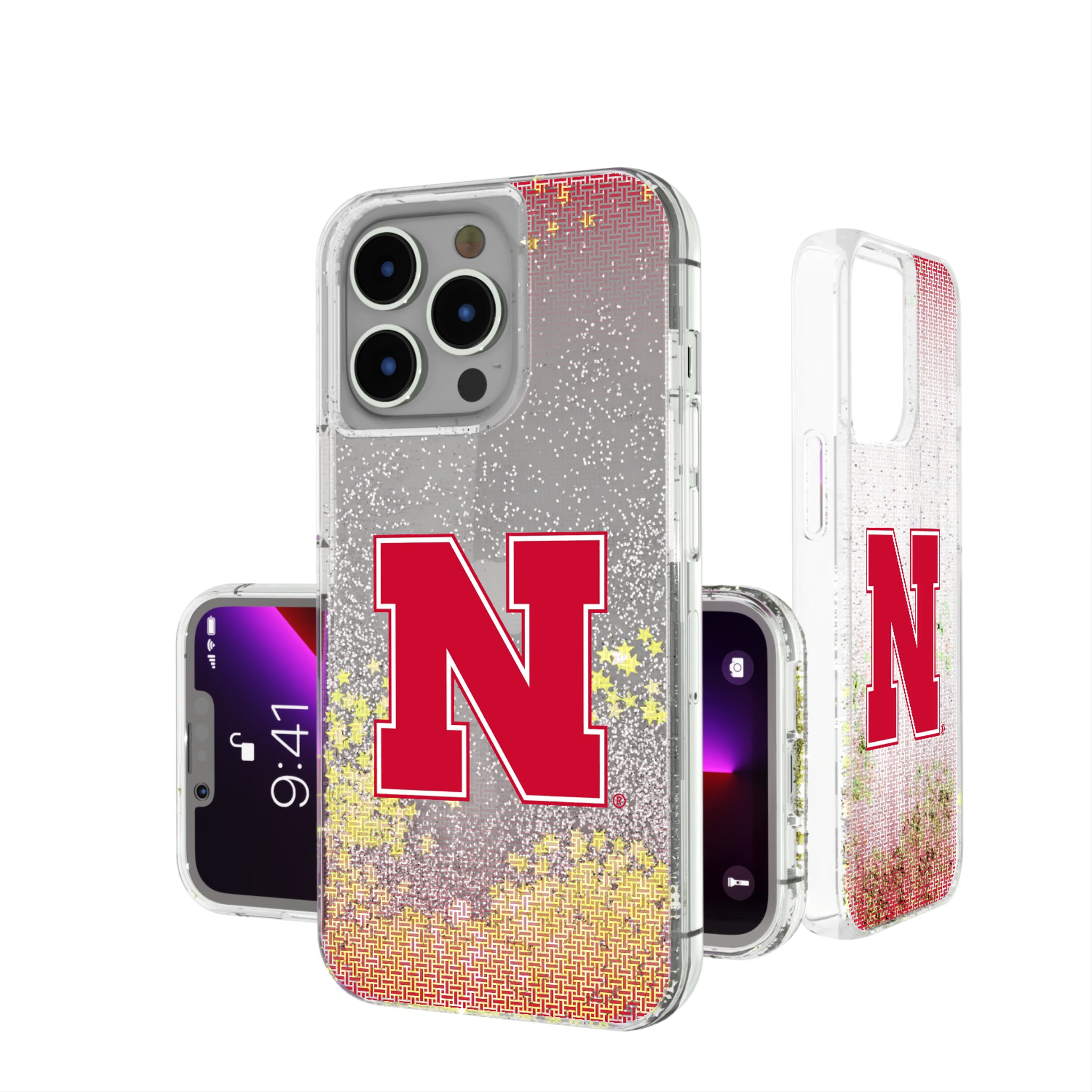 University of Nebraska Huskers Block N Linen iPhone Glitter Phone Case for Apple iPhone