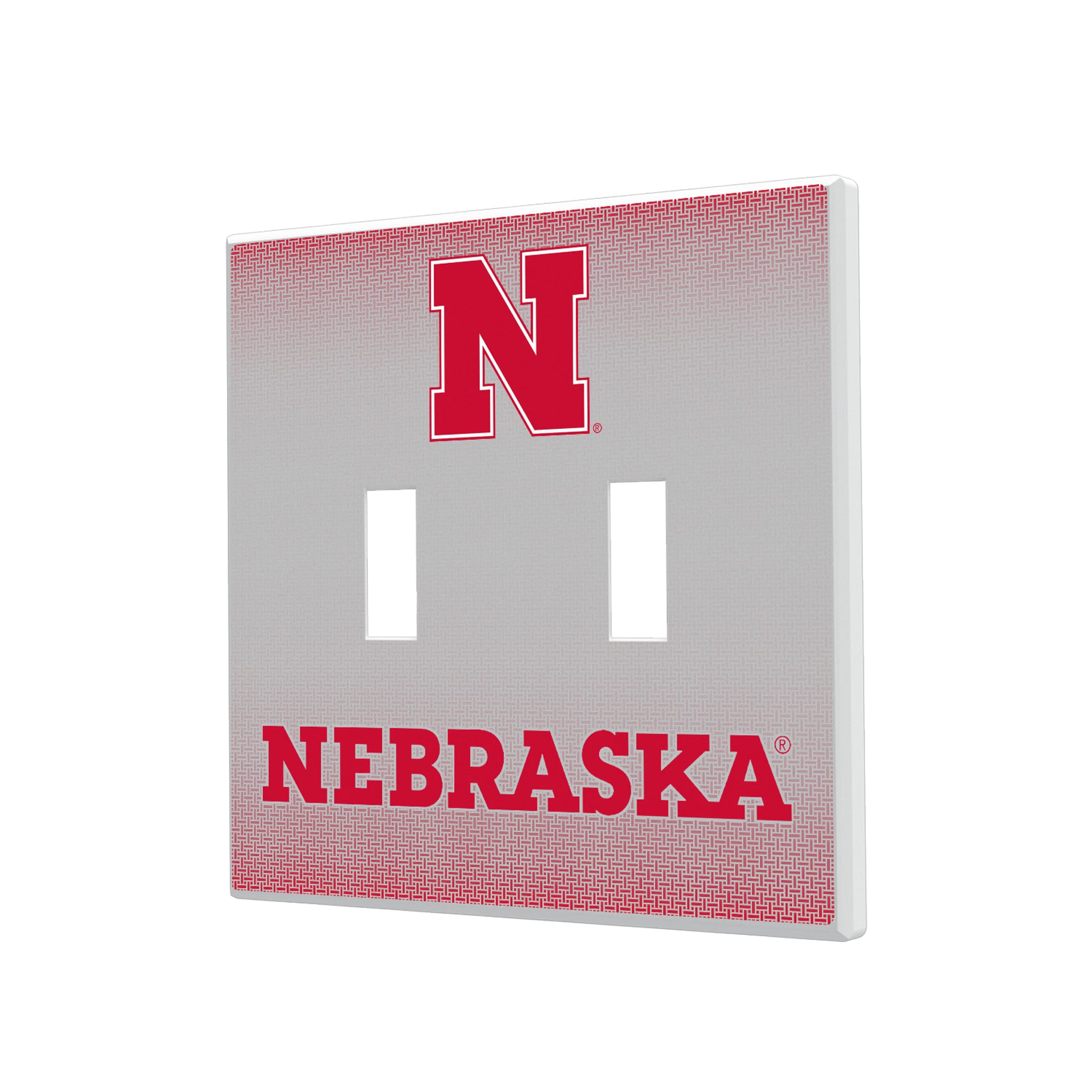 University of Nebraska Huskers Block N Linen Hidden-Screw Light Switch Plate#Style_Double Toggle