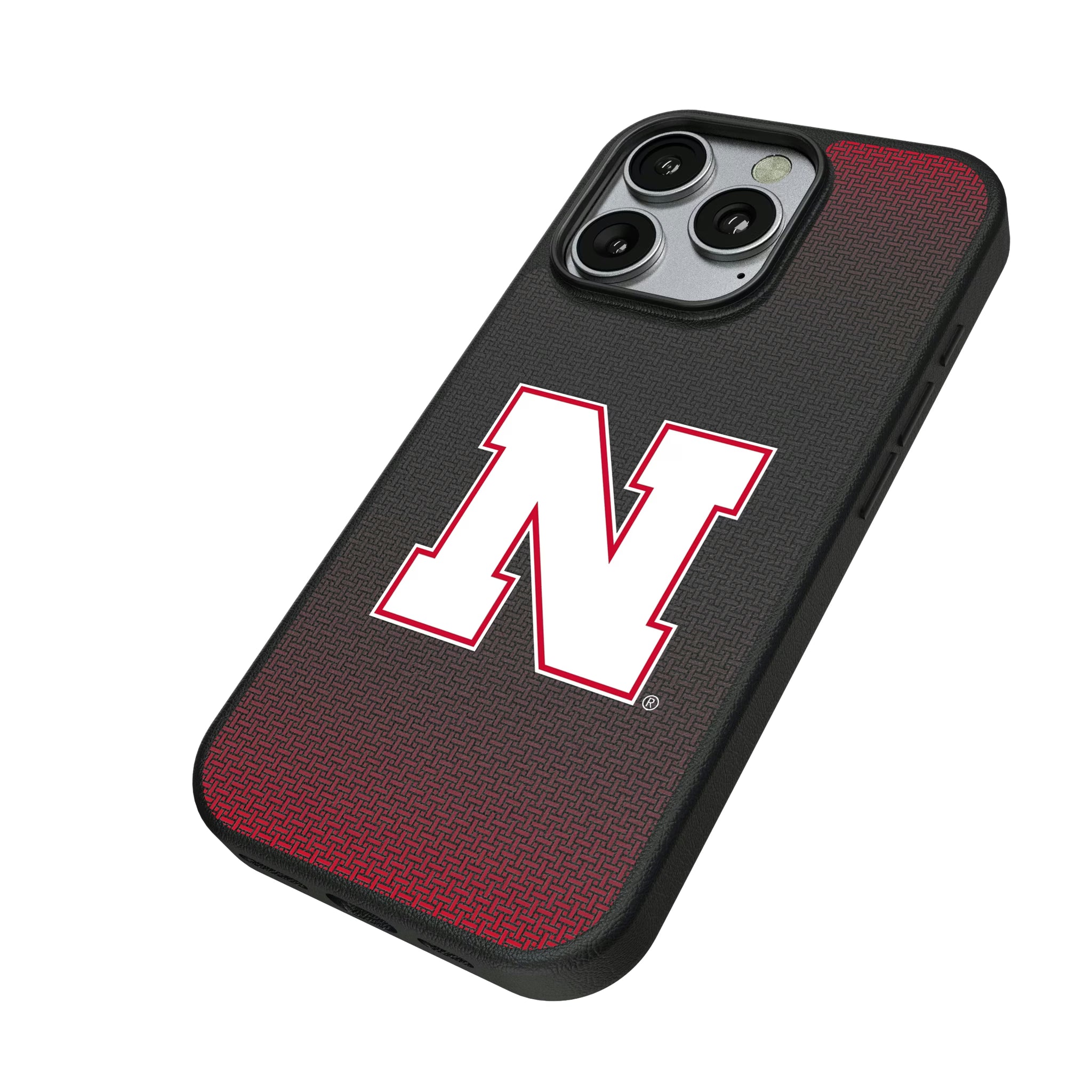 University of Nebraska Huskers Block N Linen iPhone MagSafe Compatible Phone Case for Apple iPhone - Isometric View
