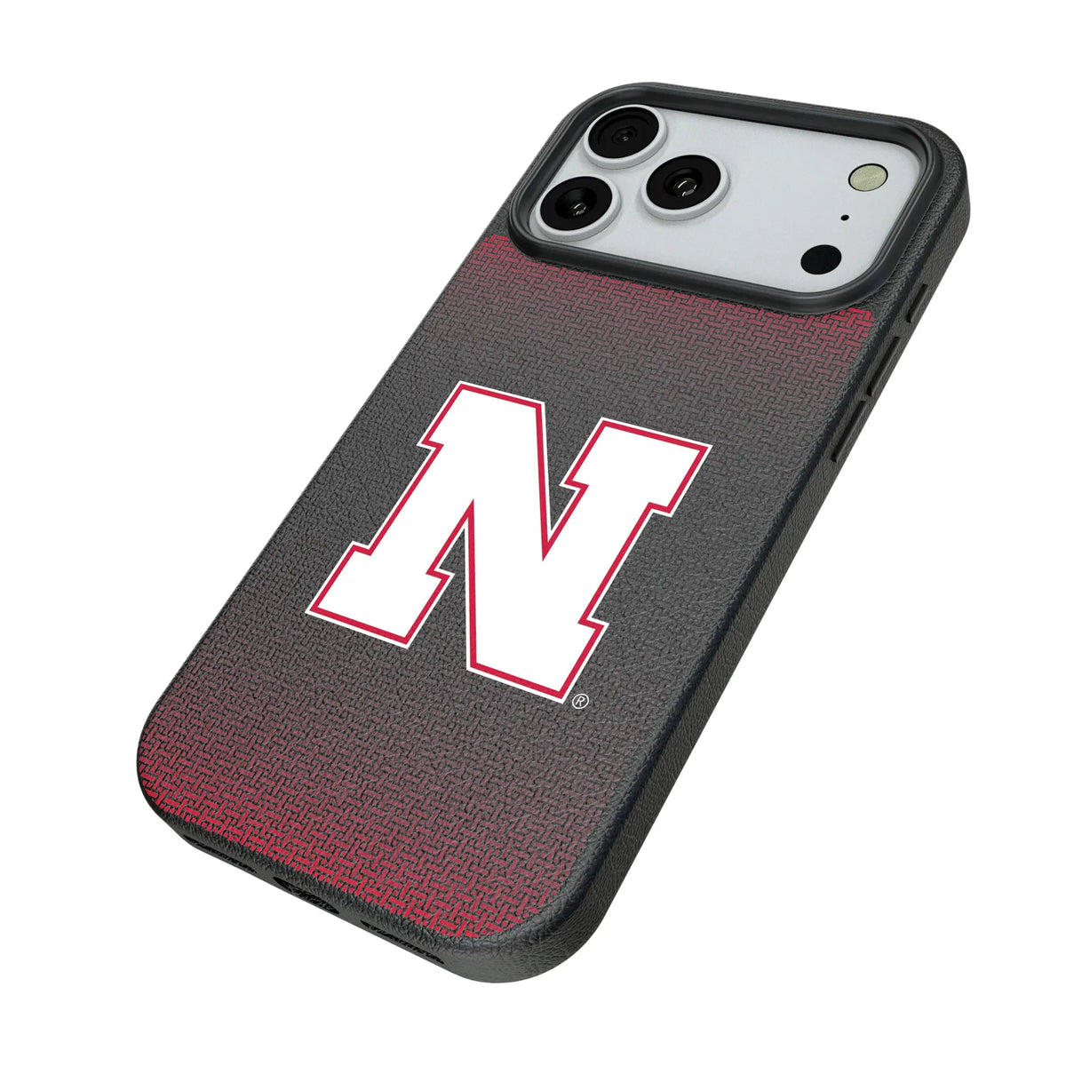 University of Nebraska Huskers Block N Linen iPhone MagSafe Compatible Phone Case for Apple iPhone - Isometric View#Device_iPhone 18 Pro Max