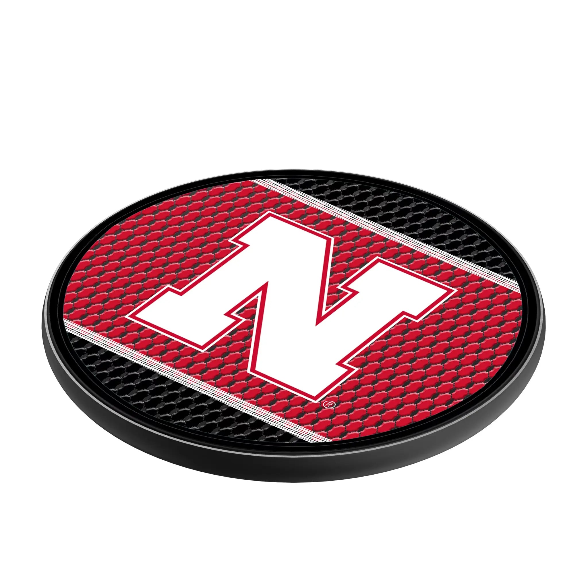 University of Nebraska Huskers Block N Mesh 15-Watt Wireless Charger - Isometric View
