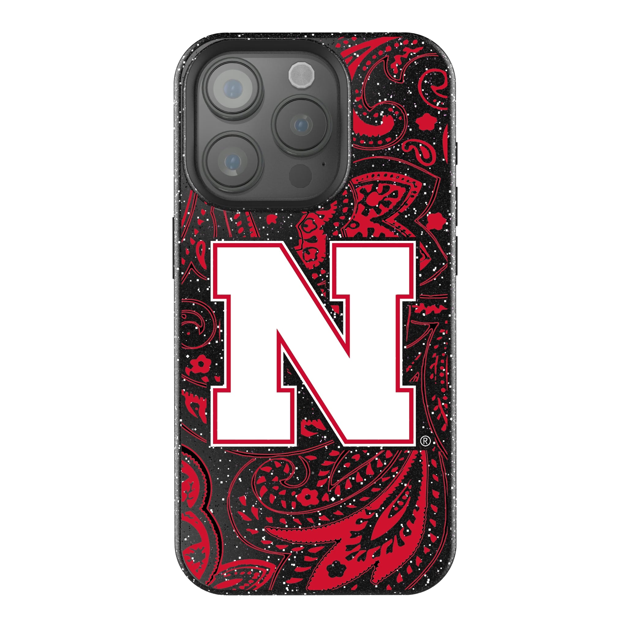 University of Nebraska Huskers Block N Paisley iPhone Bling Phone Case for Apple iPhone