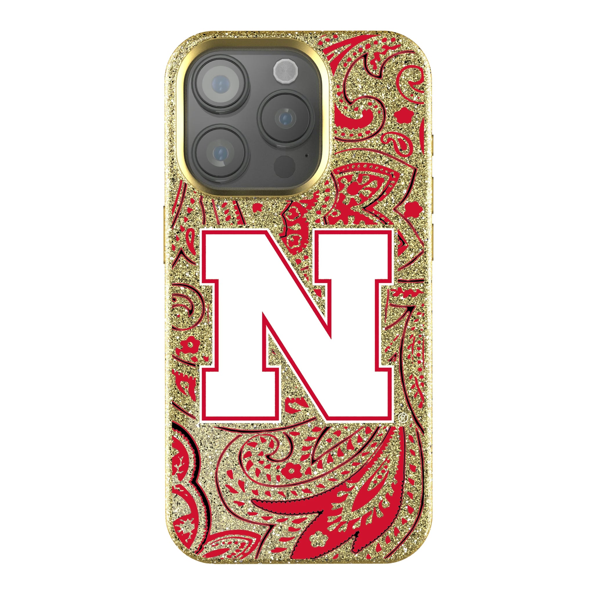 University of Nebraska Huskers Block N Paisley iPhone Bling Phone Case for Apple iPhone