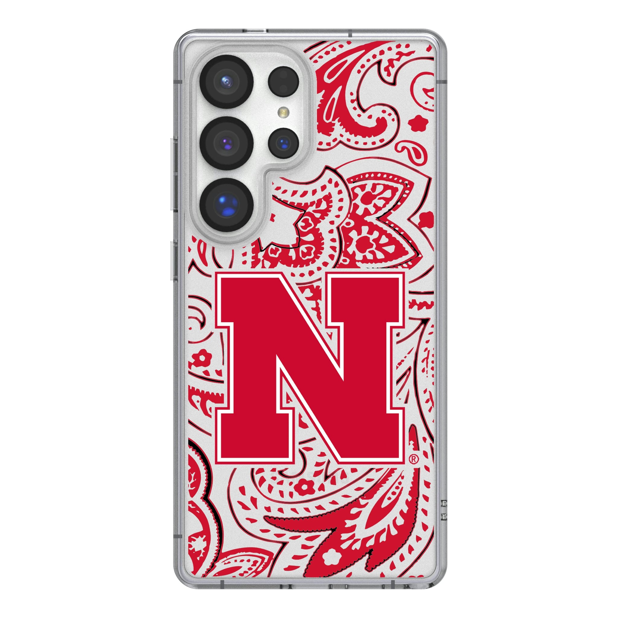 University of Nebraska Huskers Block N Paisley Galaxy Clear Phone Case for Samsung Galaxy
