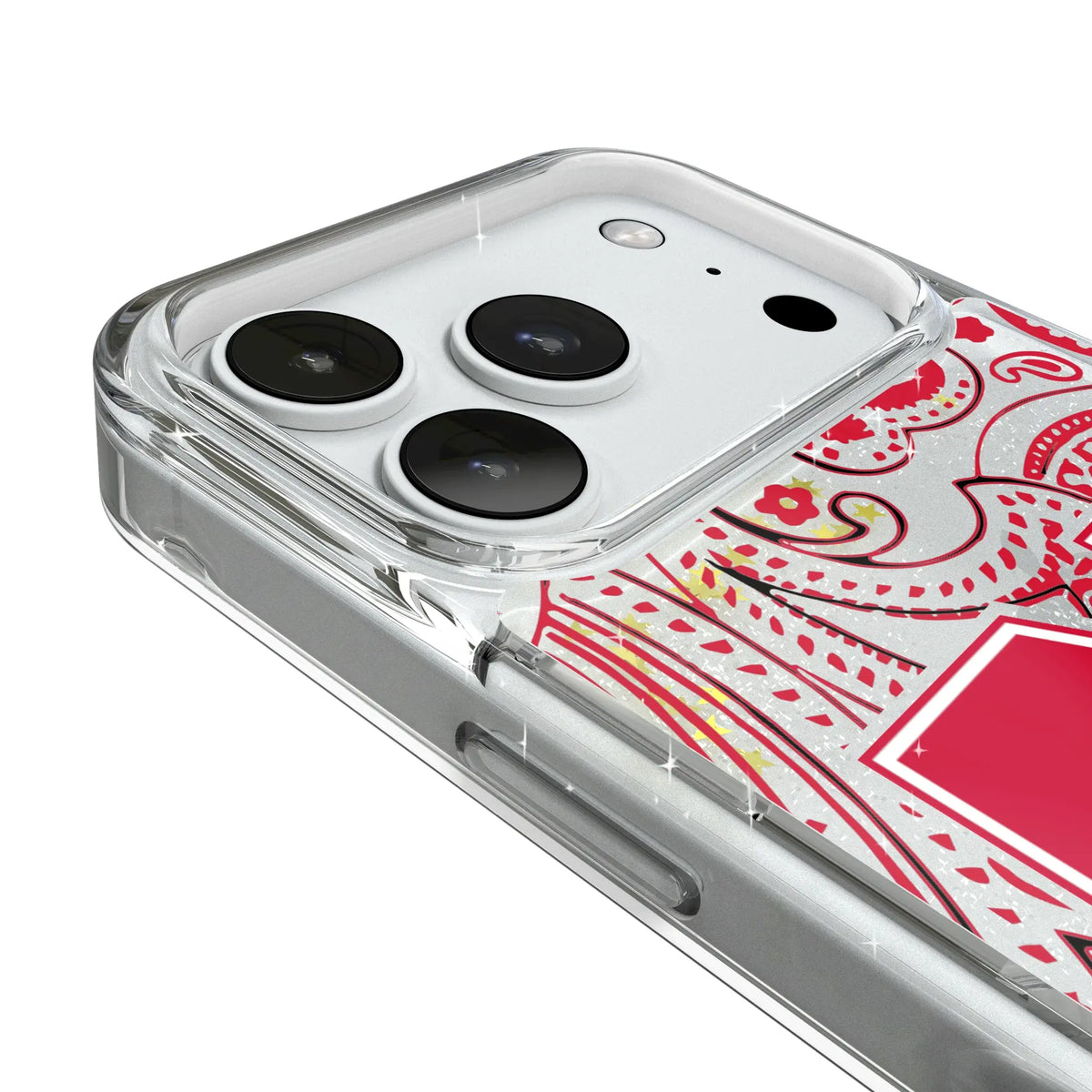 University of Nebraska Huskers Block N Paisley iPhone Glitter Phone Case for Apple iPhone - Detail#Device_iPhone 18 Pro