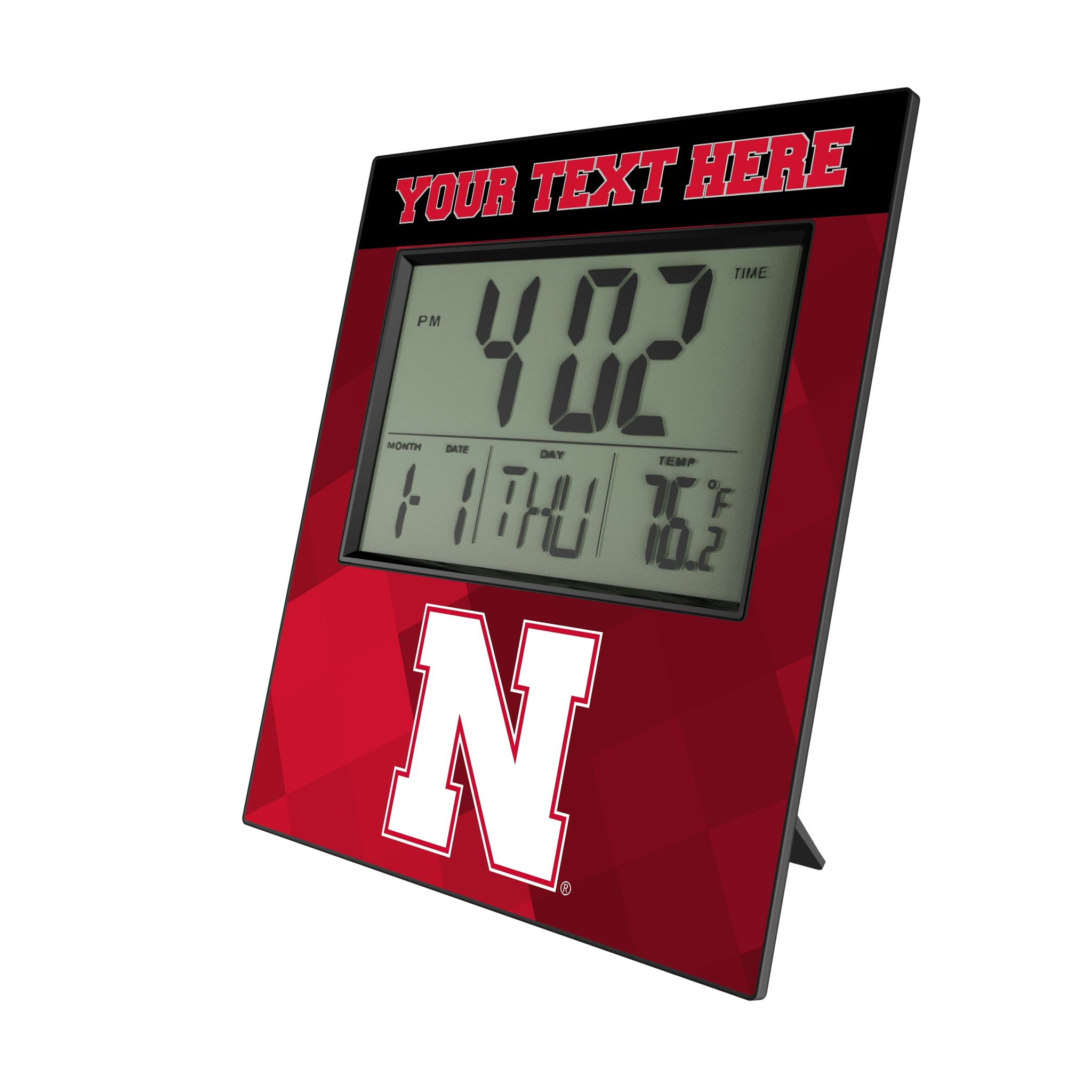 University of Nebraska Huskers Block N Personalized Color Block Wall Clock