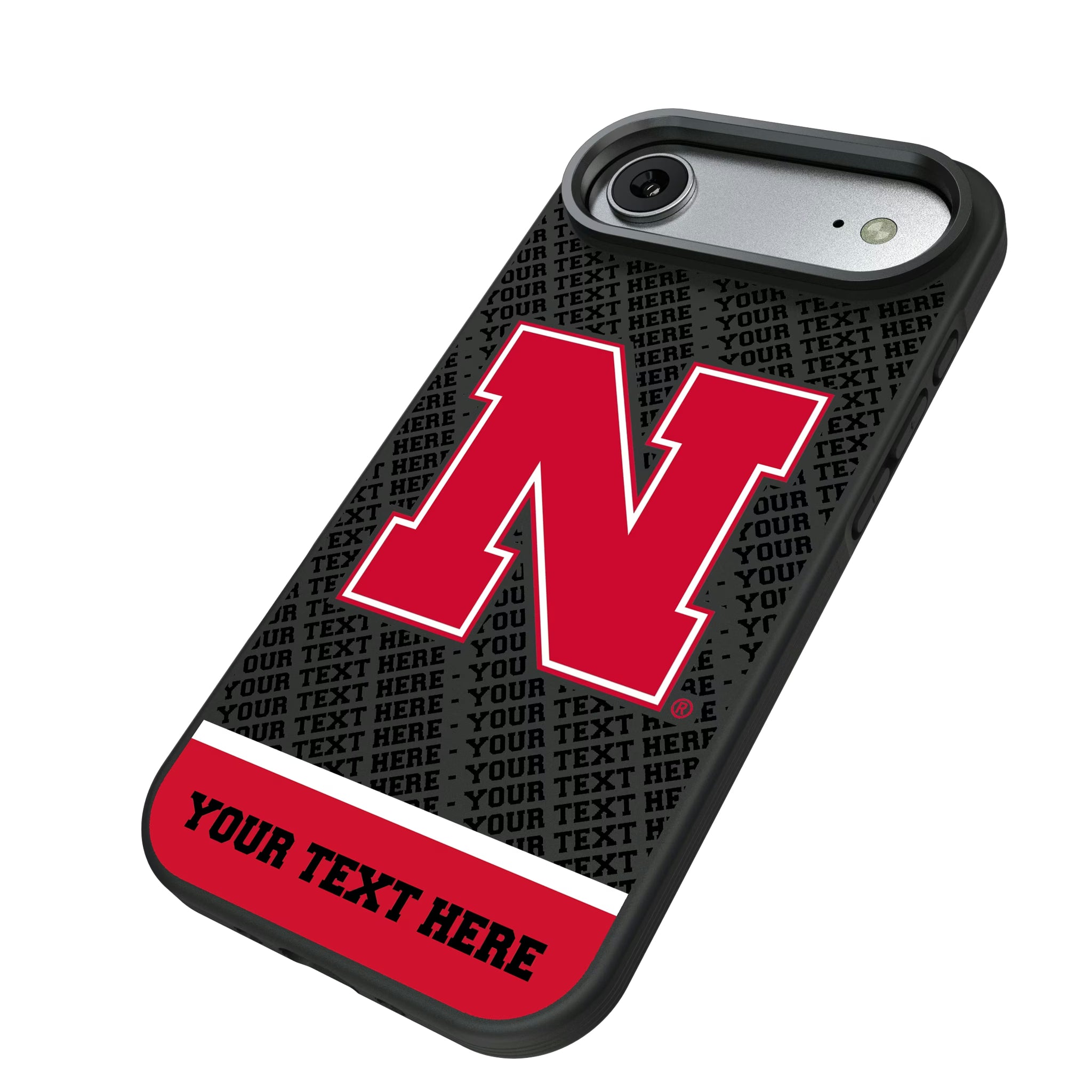 University of Nebraska Huskers Block N Personalized EndZone Plus iPhone Bump Phone Case for Apple iPhone - Isometric View#Device_iPhone Air