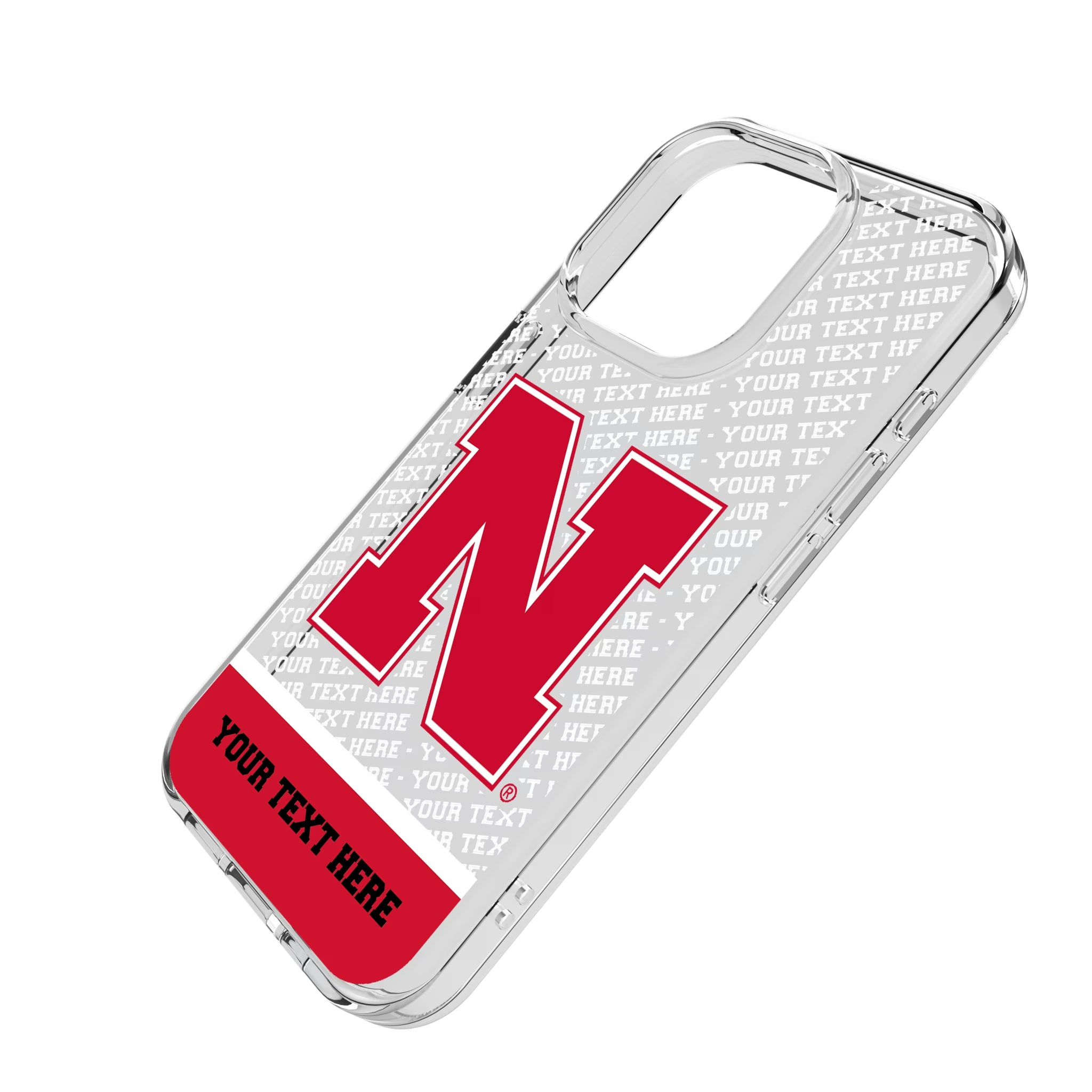 University of Nebraska Huskers Block N Personalized EndZone Plus iPhone Clear Phone Case for Apple iPhone - Isometric View