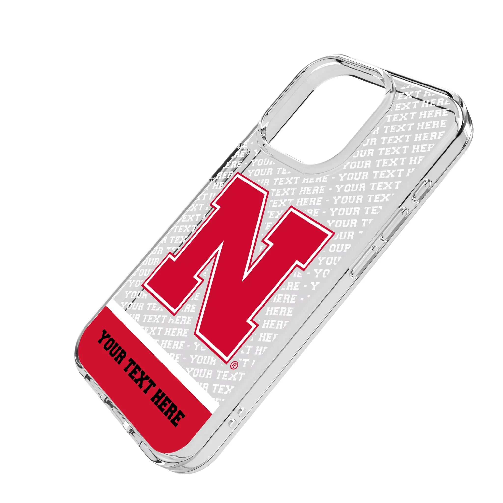 University of Nebraska Huskers Block N Personalized EndZone Plus iPhone Clear Phone Case for Apple iPhone - Isometric View