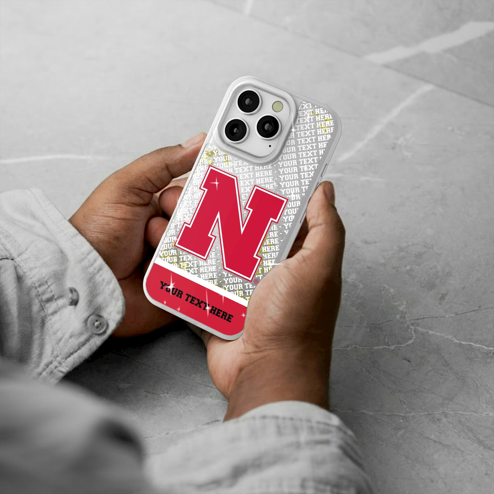 University of Nebraska Huskers Block N Personalized EndZone Plus iPhone Glitter Phone Case for Apple iPhone - Lifestyle#Device_iPhone 16 Pro