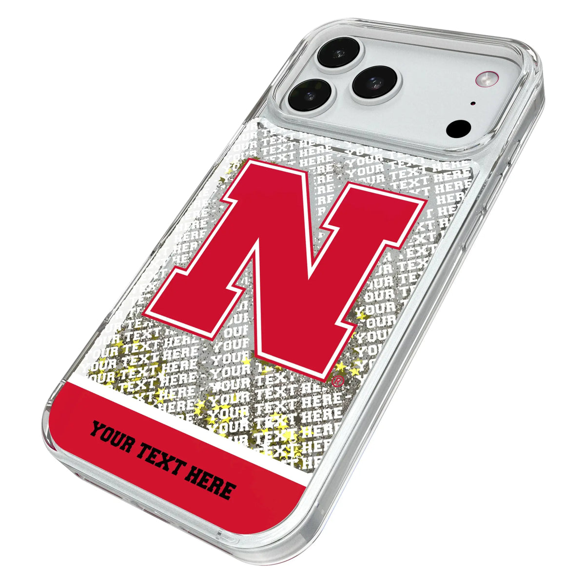 University of Nebraska Huskers Block N Personalized EndZone Plus iPhone Glitter Phone Case for Apple iPhone - Isometric View#Device_iPhone 18 Pro Max