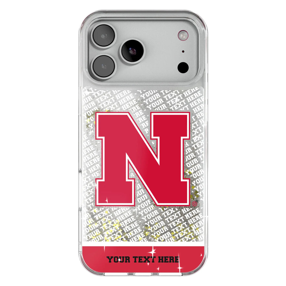 University of Nebraska Huskers Block N Personalized EndZone Plus Glitter Phone Case for Apple iPhone