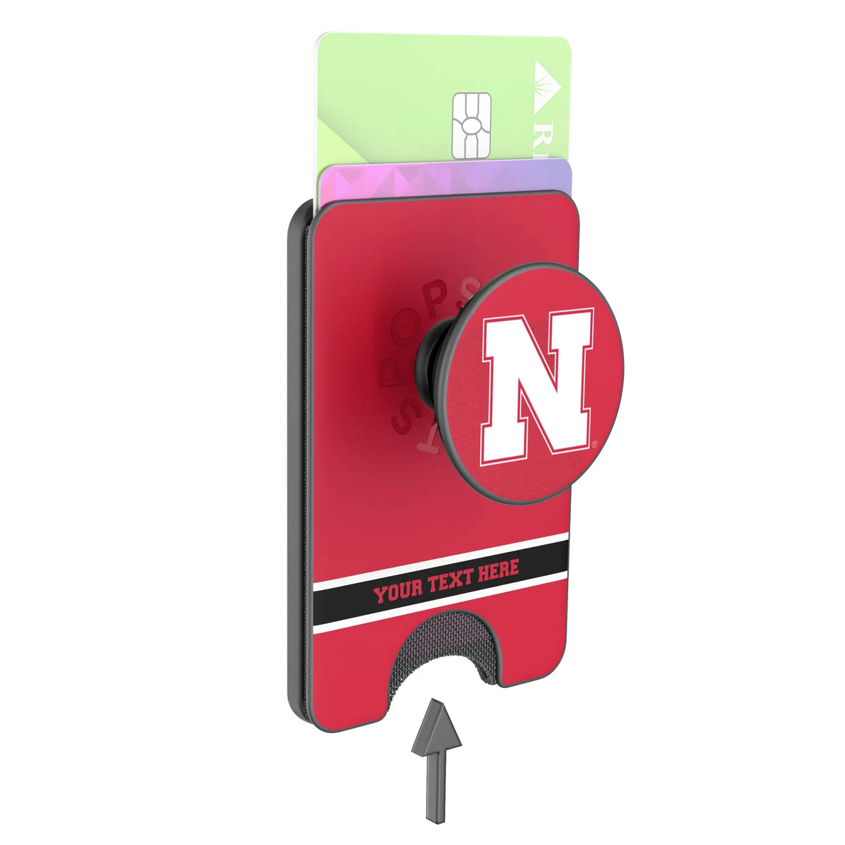 University of Nebraska Huskers Block N Personalized Endzone Solid Popsockets Wallet Magnetic - Detail