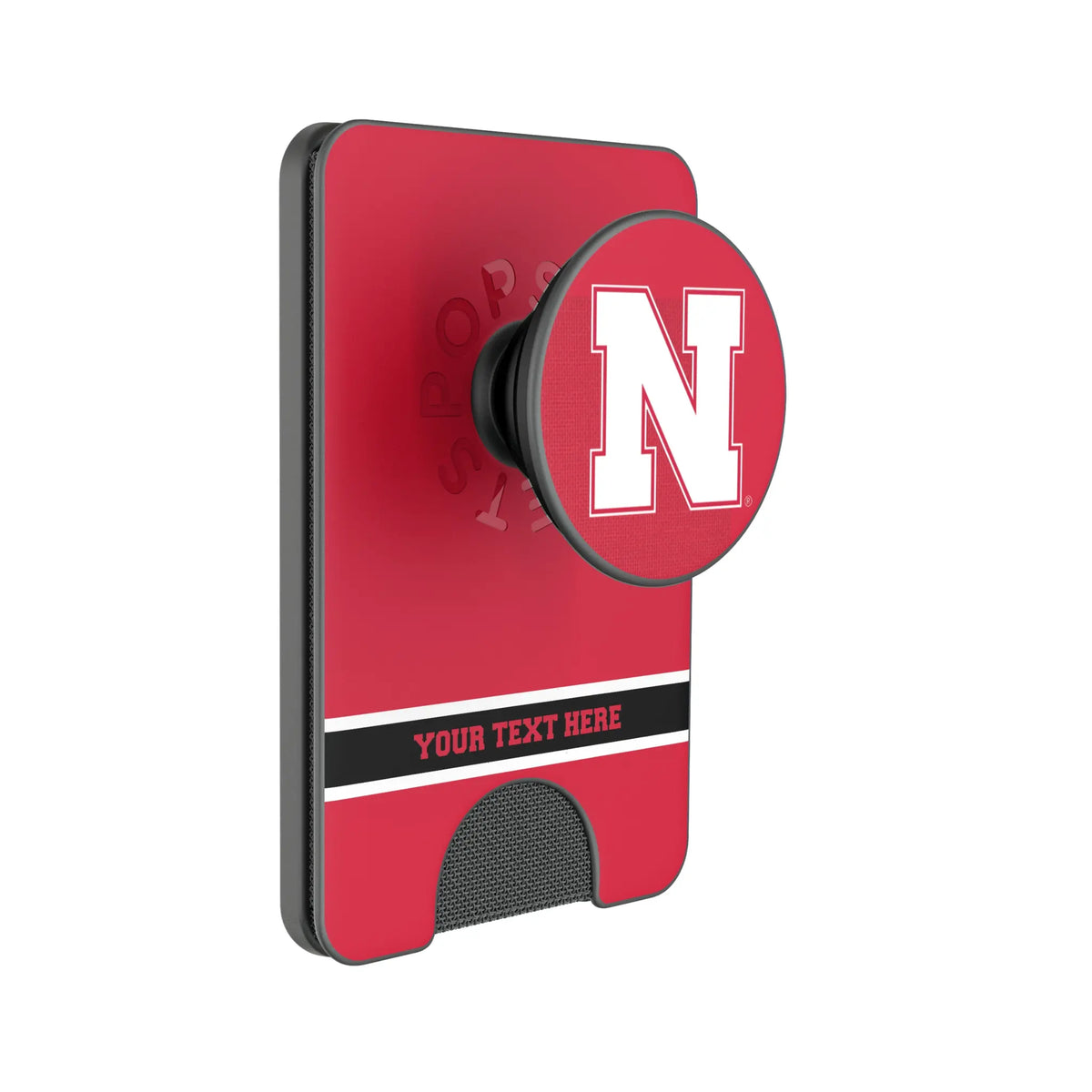 University of Nebraska Huskers Block N Personalized Endzone Solid Popsockets Wallet Magnetic