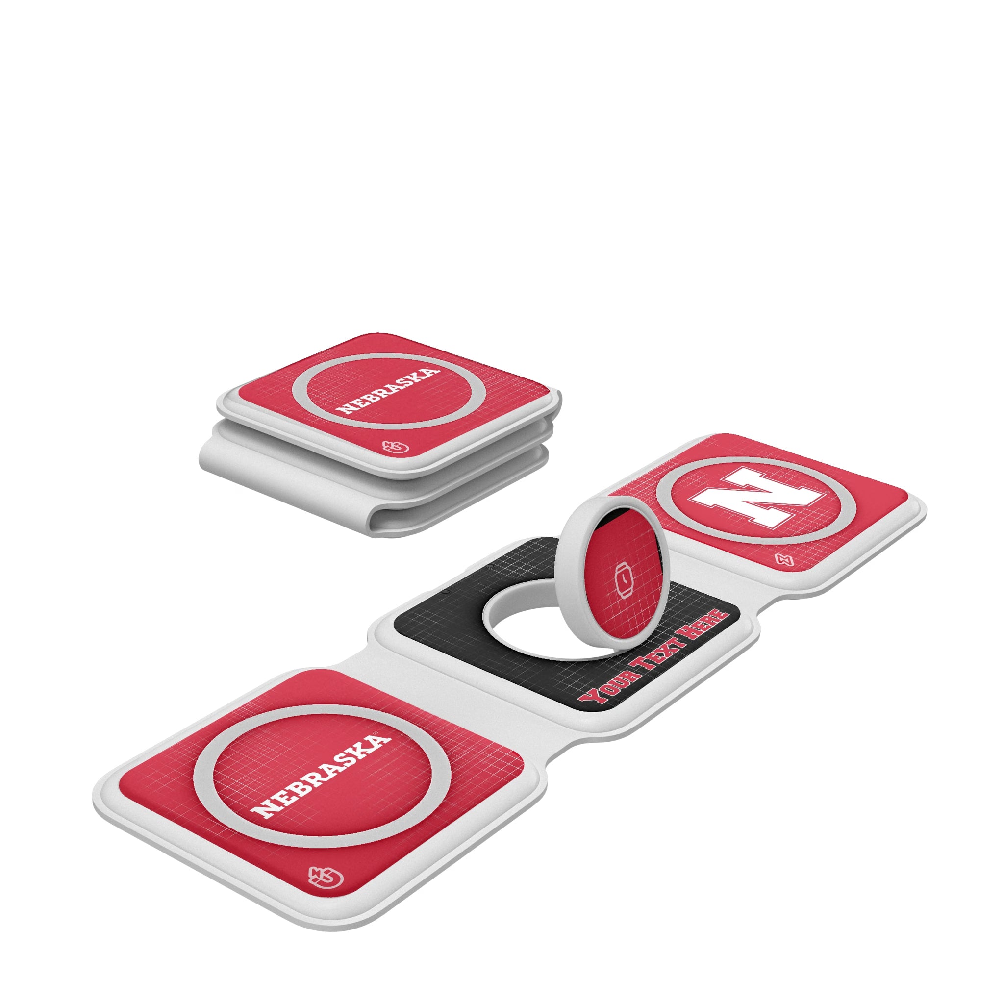 University of Nebraska Huskers Block N Personalized Hatch Foldable 3 in 1 Charger
