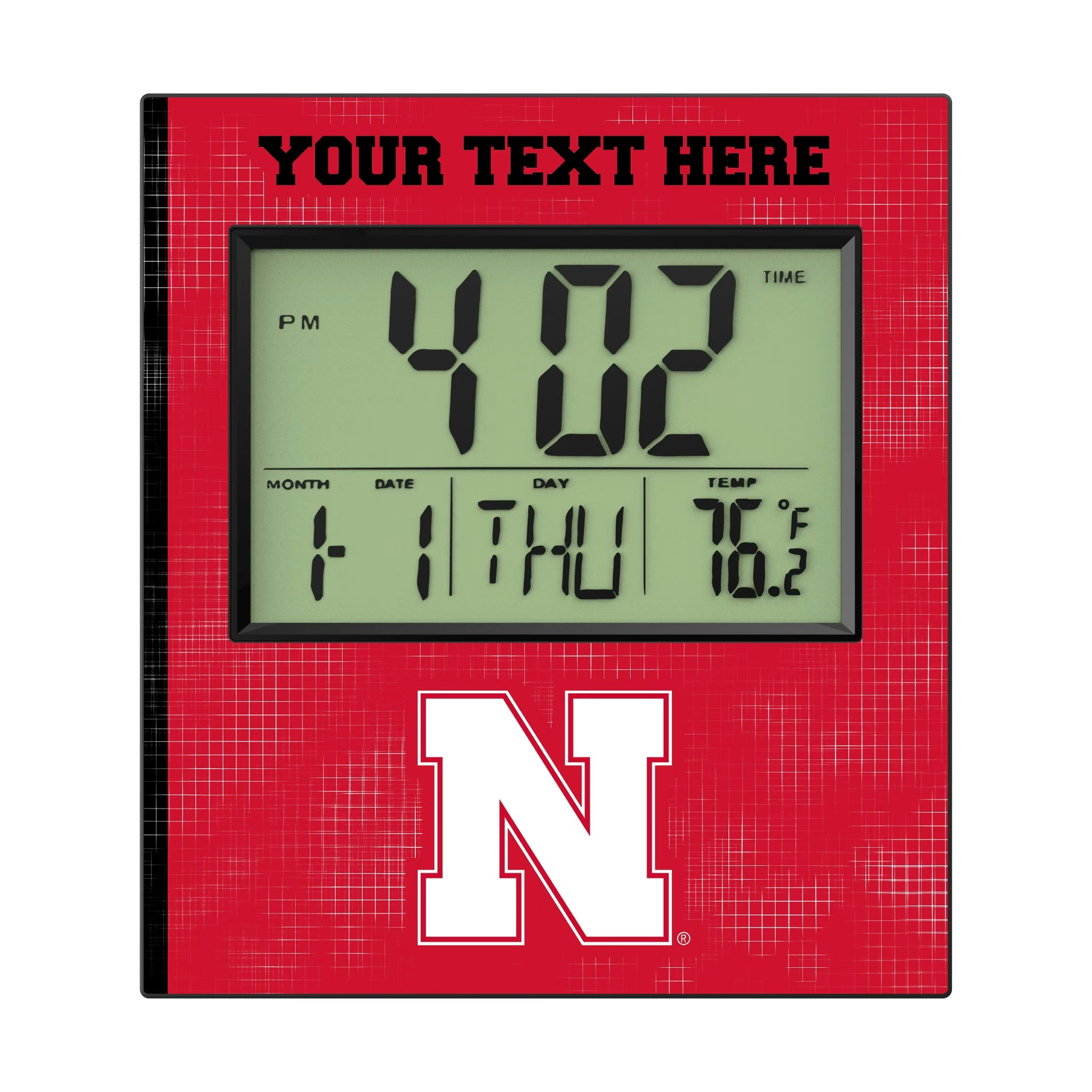 University of Nebraska Huskers Block N Personalized Hatch Wall Clock