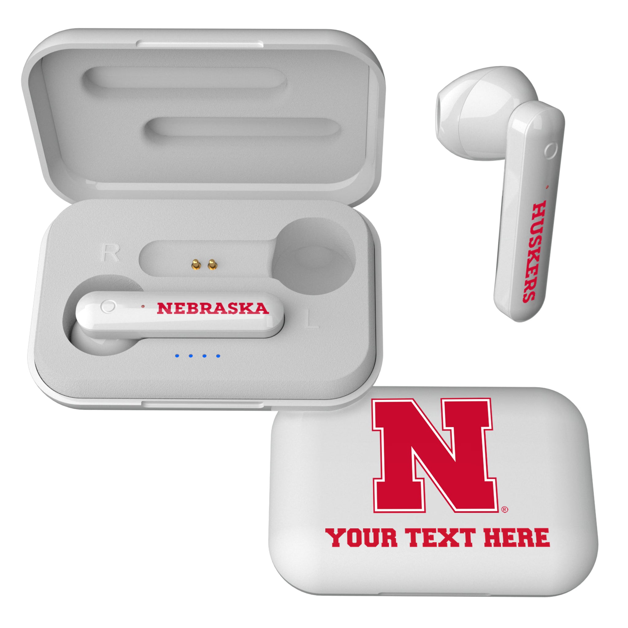 University of Nebraska Huskers Block N Personalized Insignia Wireless TWS Earbuds