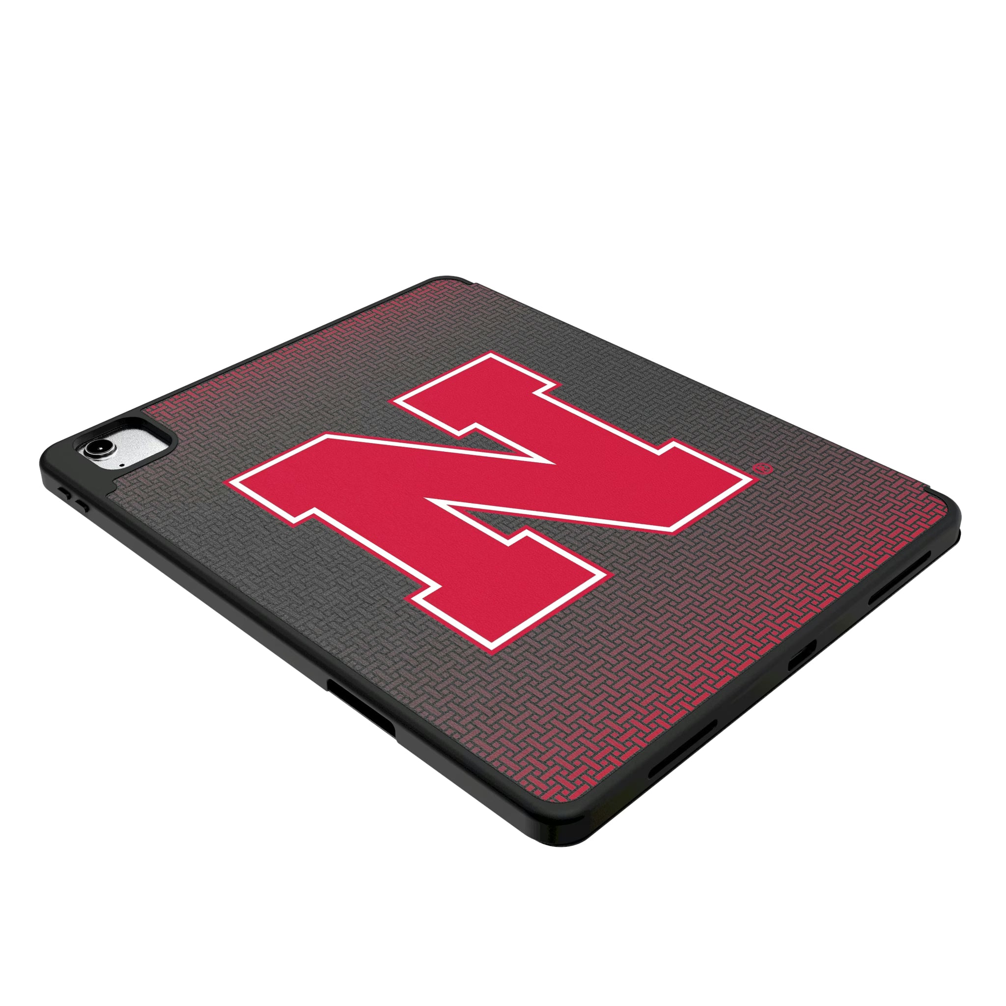 University of Nebraska Huskers Block N Personalized Linen iPad Tablet Case for Apple iPad - Isometric View
