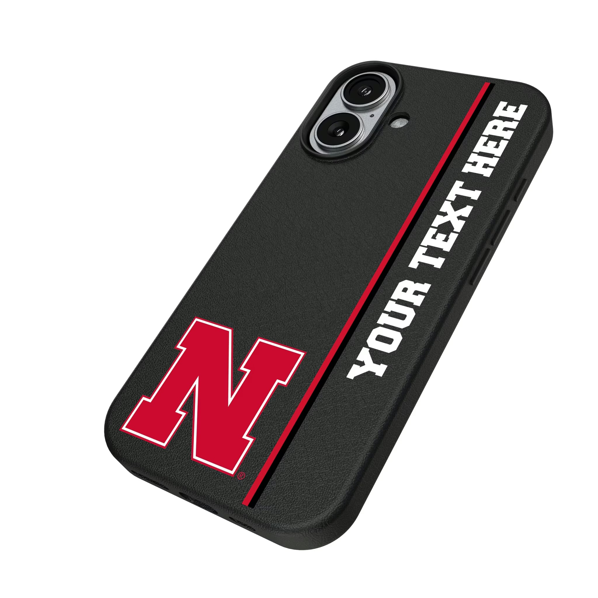 University of Nebraska Huskers Block N Personalized Sidebard iPhone MagSafe Compatible Phone Case for Apple iPhone - Isometric View#Device_iPhone 17