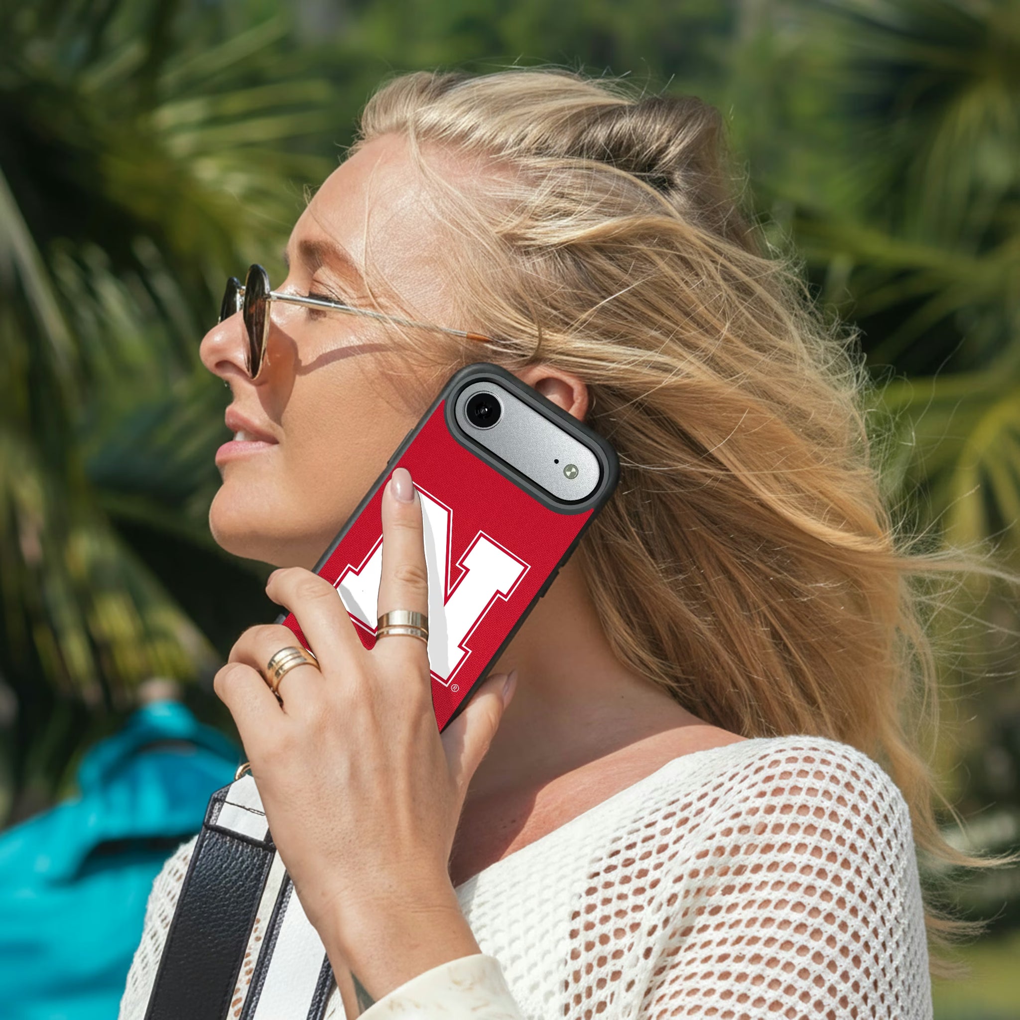 University of Nebraska Huskers Block N Personalized Stripe iPhone Bump Phone Case for Apple iPhone - Lifestyle#Device_iPhone Air