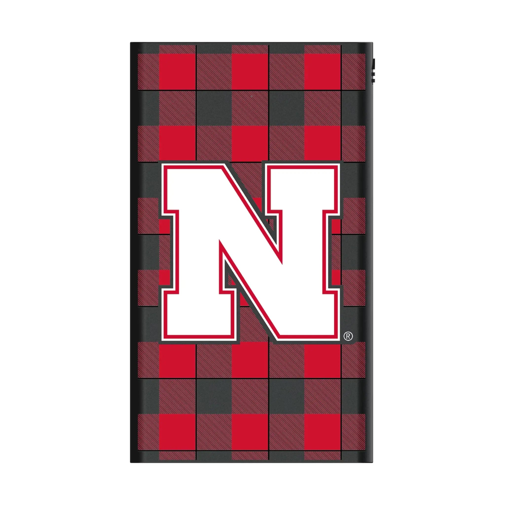 University of Nebraska Huskers Block N Plaid 5000mAh Flat Power Bank