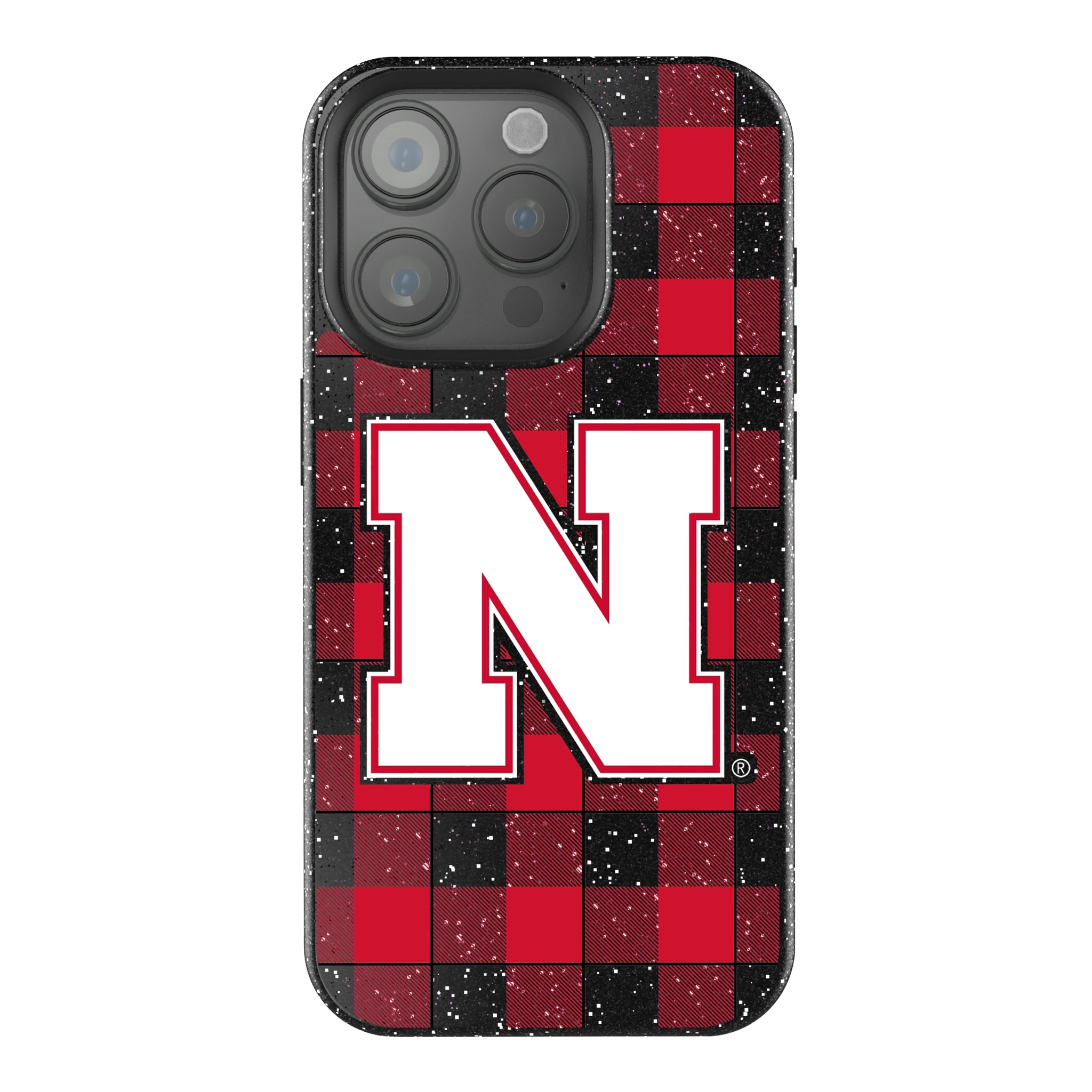 University of Nebraska Huskers Block N Plaid iPhone Bling Phone Case for Apple iPhone