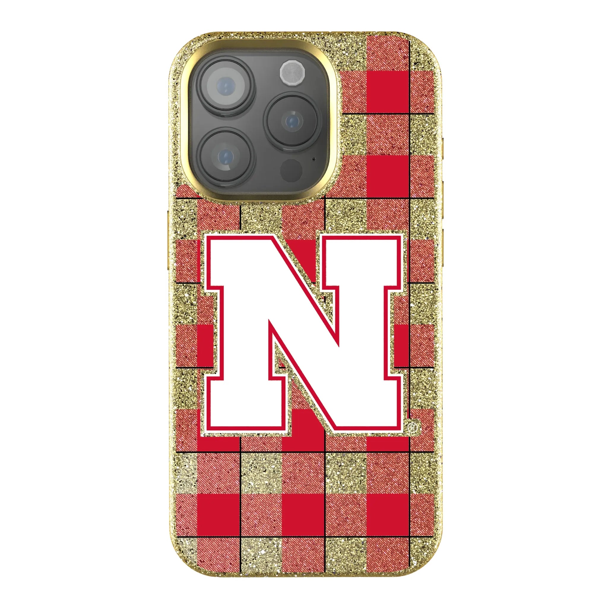 University of Nebraska Huskers Block N Plaid iPhone Bling Phone Case for Apple iPhone