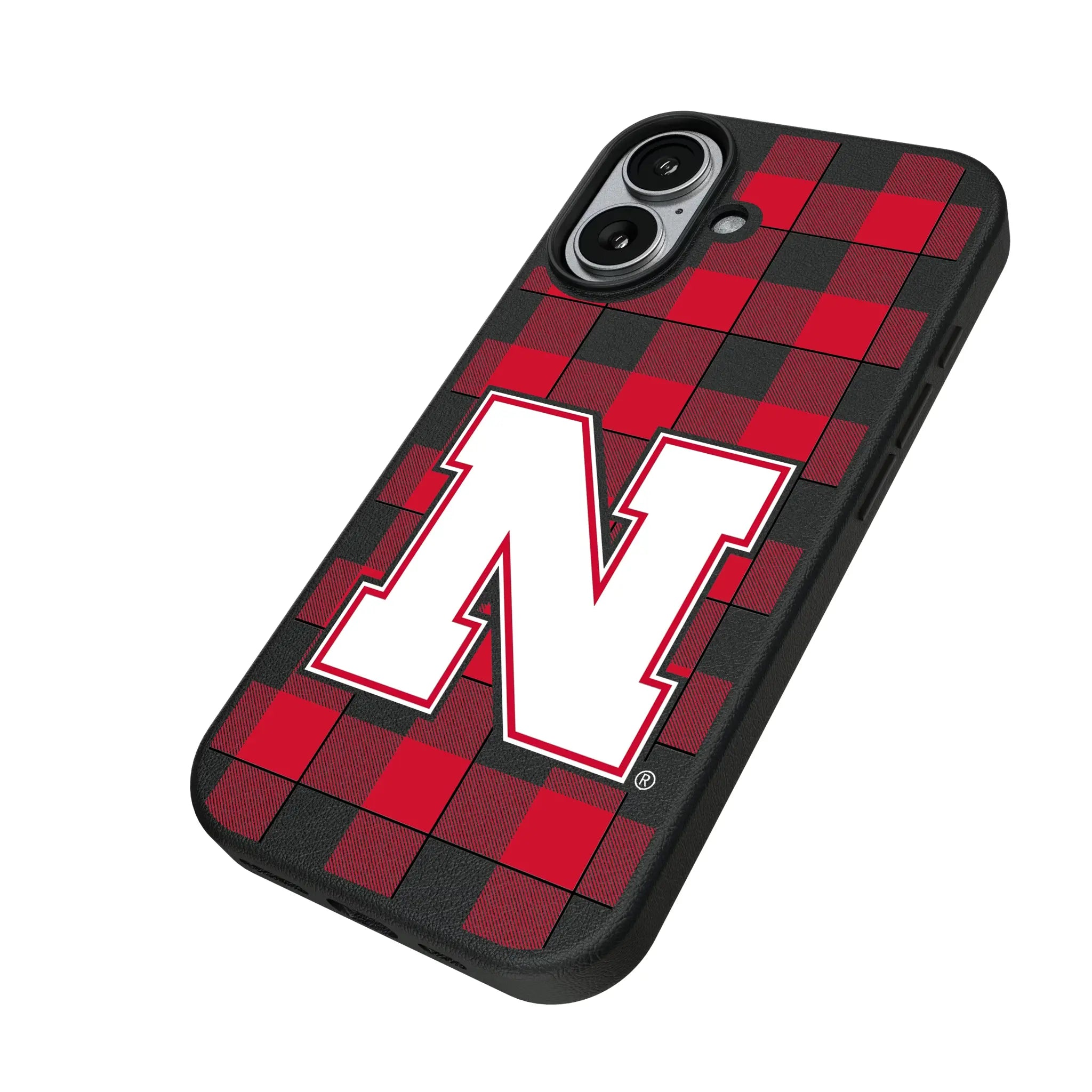 University of Nebraska Huskers Block N Plaid iPhone MagSafe Compatible Phone Case for Apple iPhone - Isometric View#Device_iPhone 17
