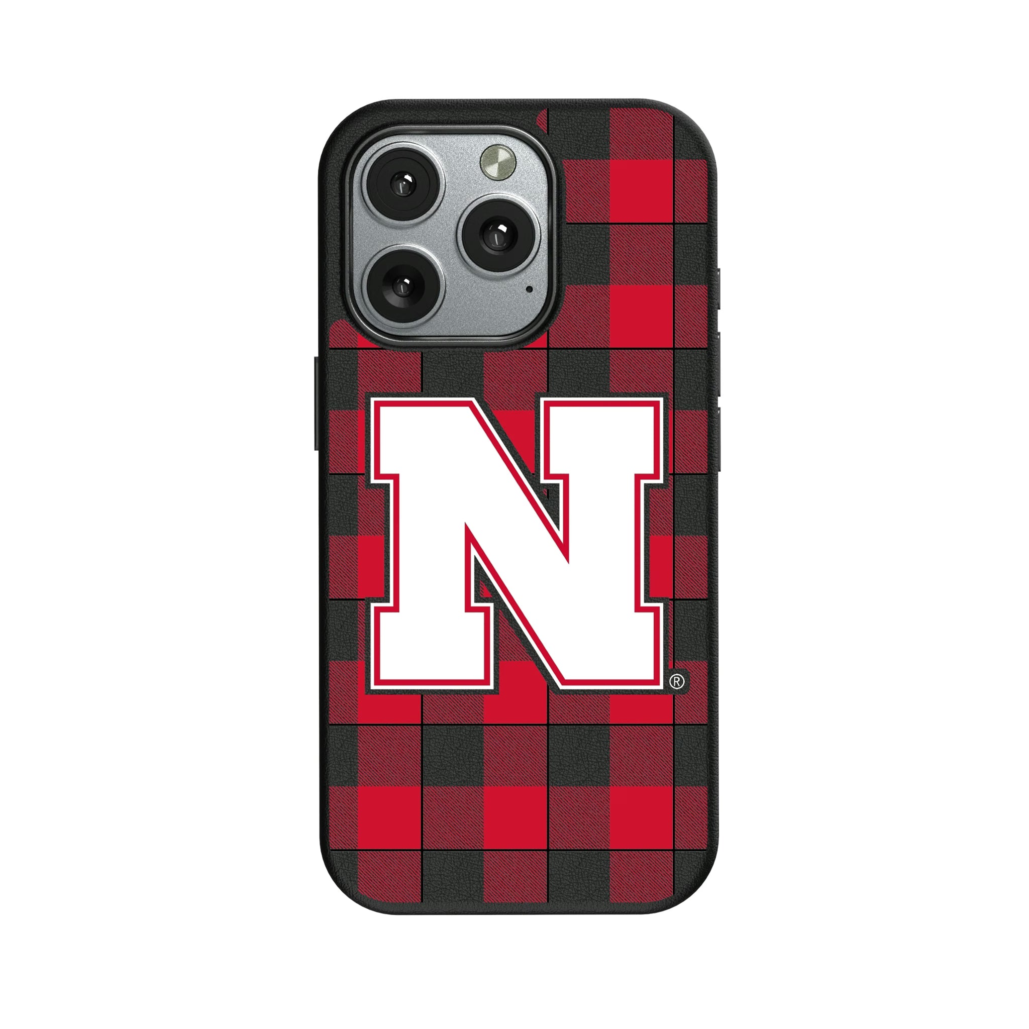 University of Nebraska Huskers Block N Plaid iPhone MagSafe Compatible Phone Case for Apple iPhone