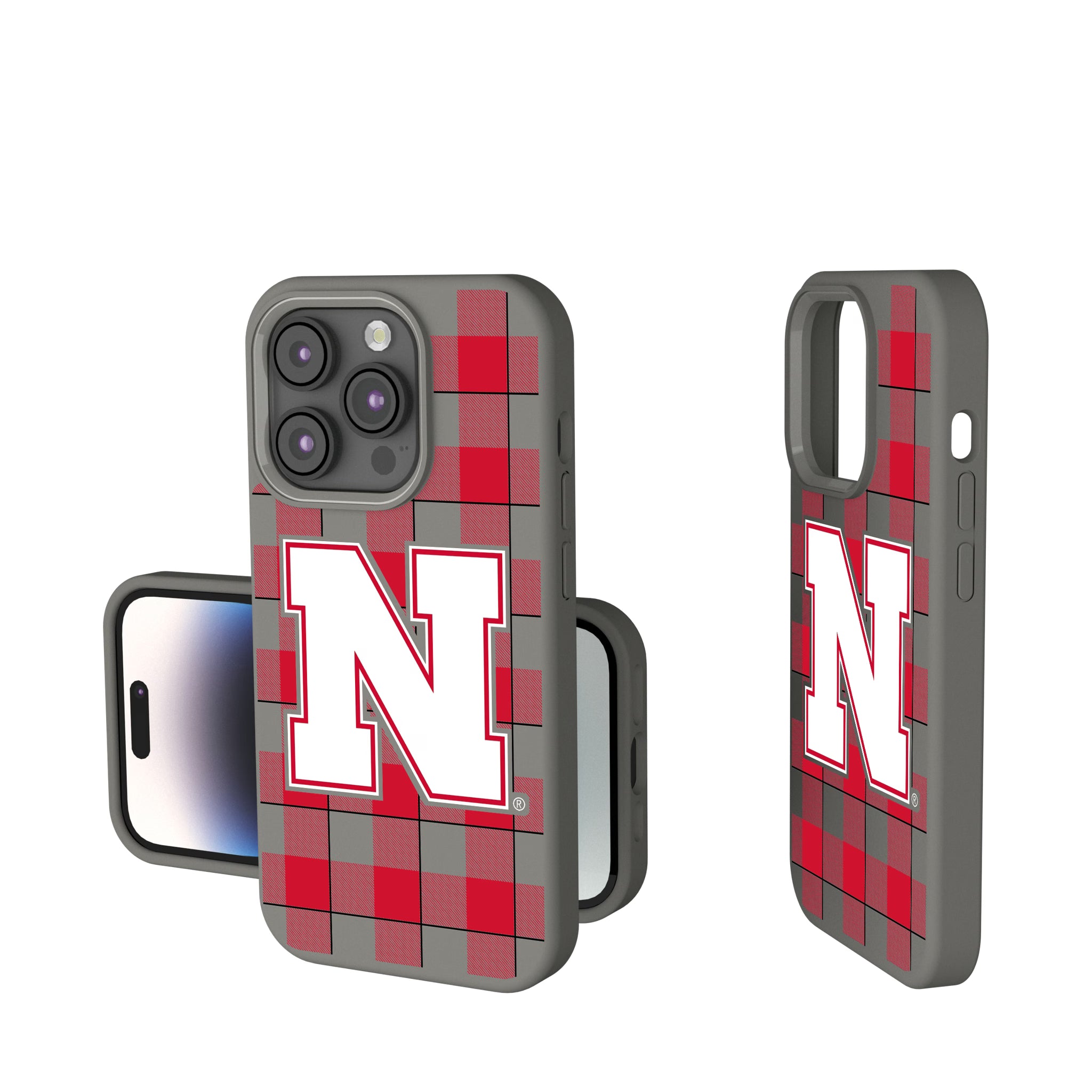 University of Nebraska Huskers Block N Plaid iPhone Soft Touch Phone Case for Apple iPhone