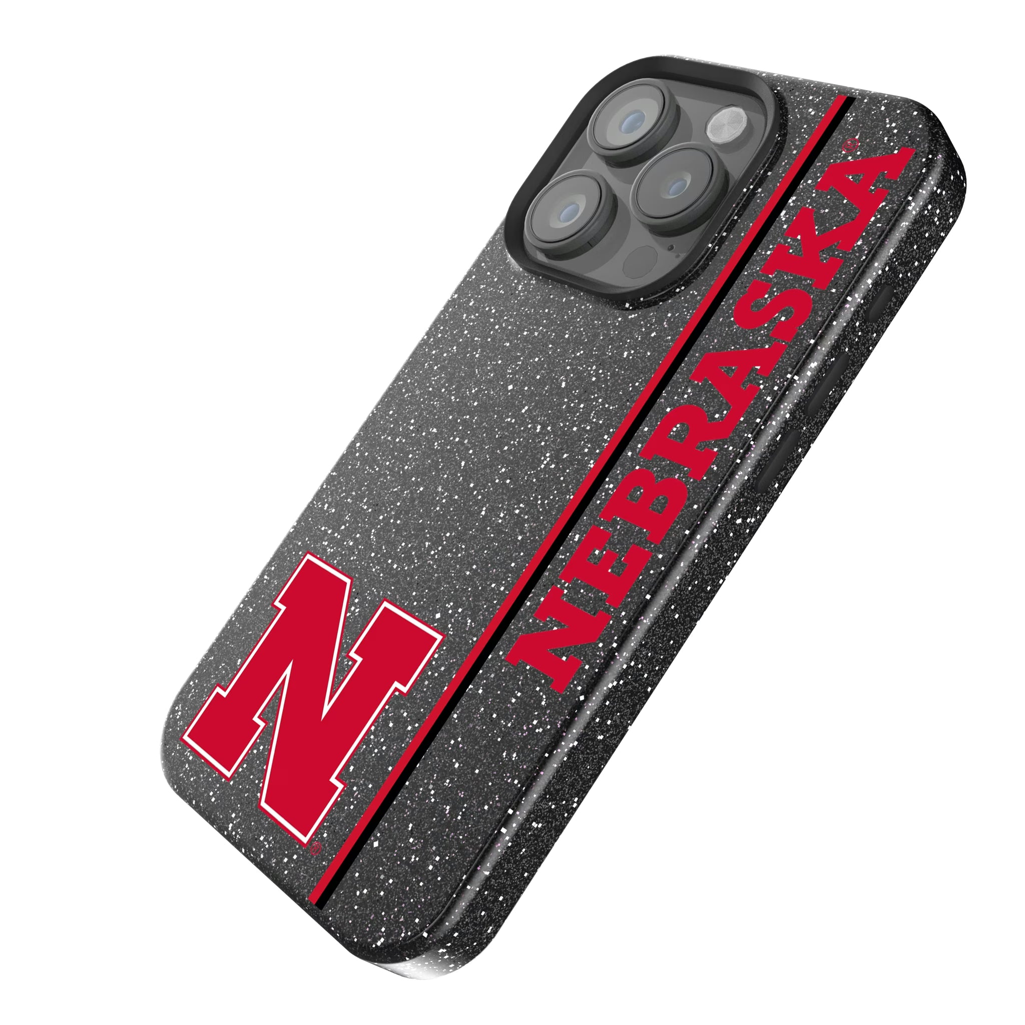 University of Nebraska Huskers Block N Sidebar iPhone Bling Phone Case for Apple iPhone - Isometric View