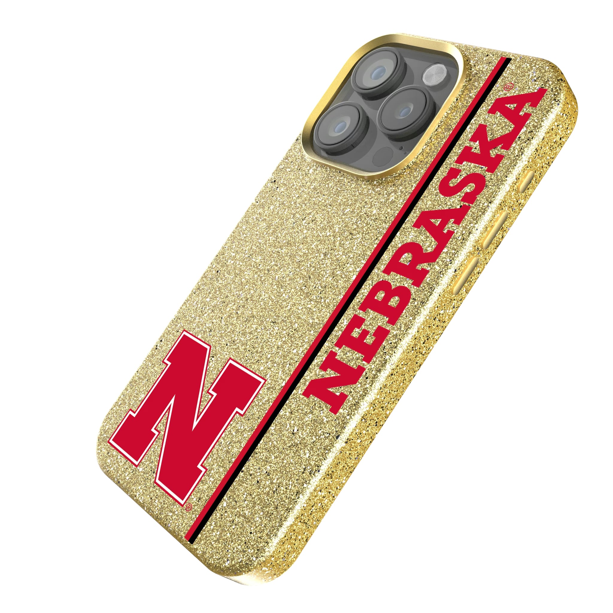 University of Nebraska Huskers Block N Sidebar iPhone Bling Phone Case for Apple iPhone - Isometric View