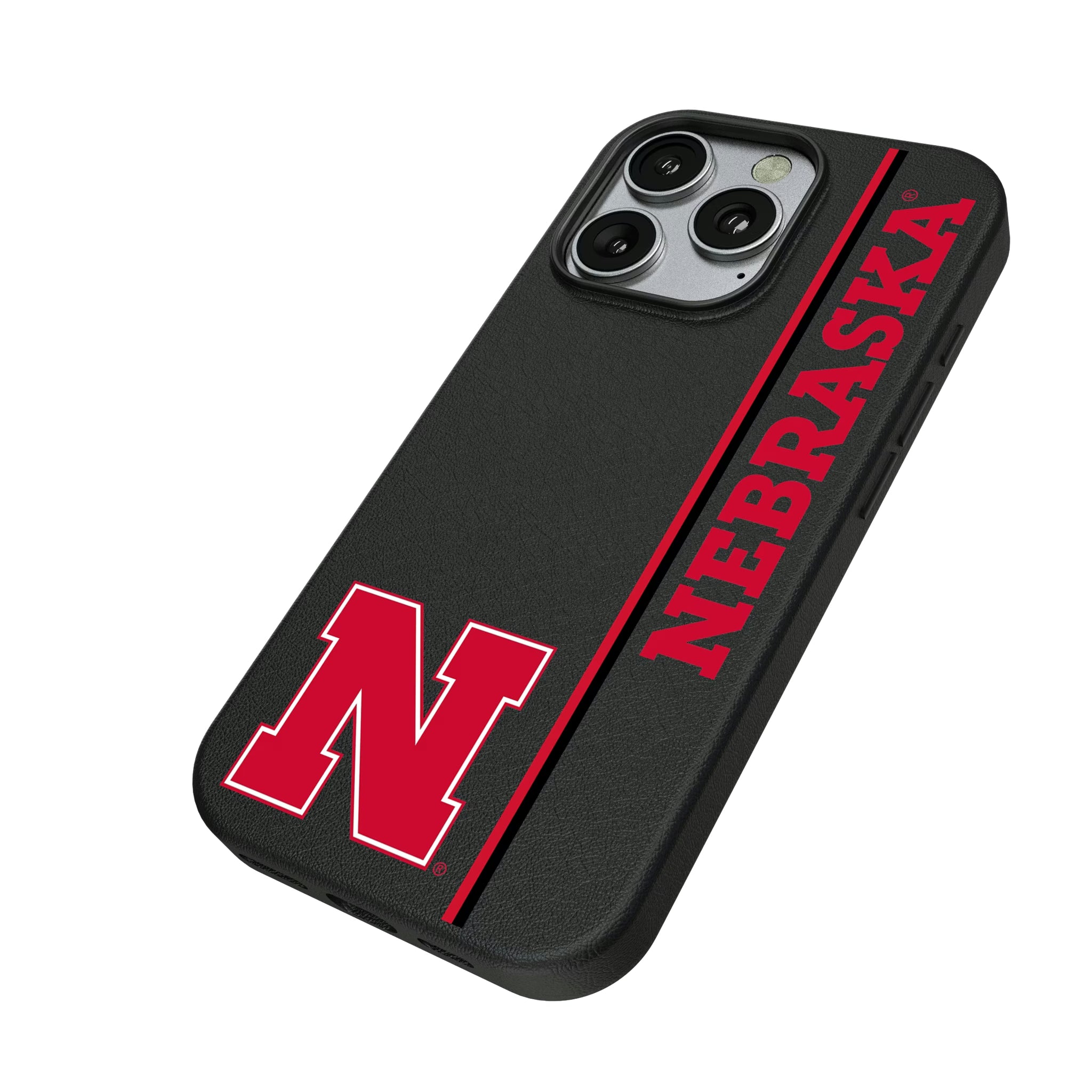 University of Nebraska Huskers Block N Sidebar iPhone MagSafe Compatible Phone Case for Apple iPhone - Isometric View