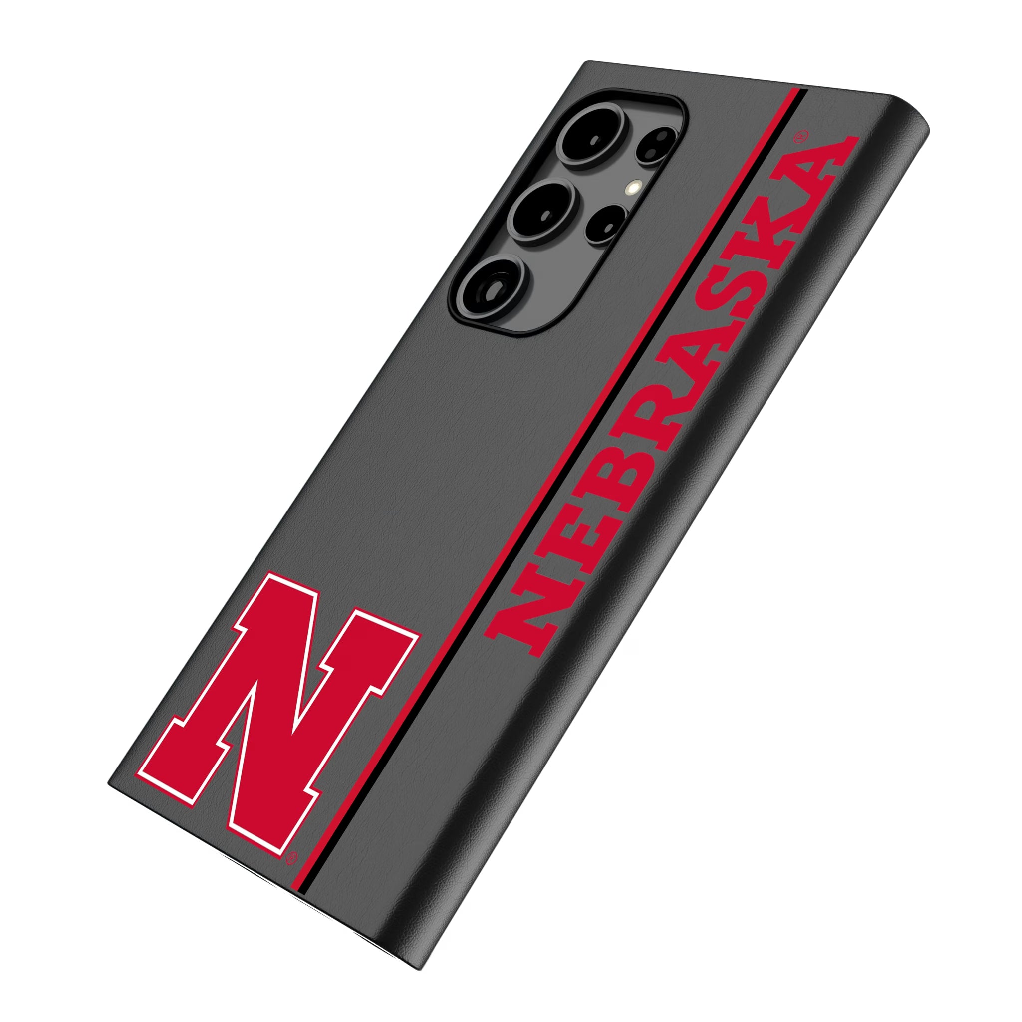 University of Nebraska Huskers Block N Sidebar Galaxy MagSafe Compatible Phone Case for Samsung Galaxy - Isometric View