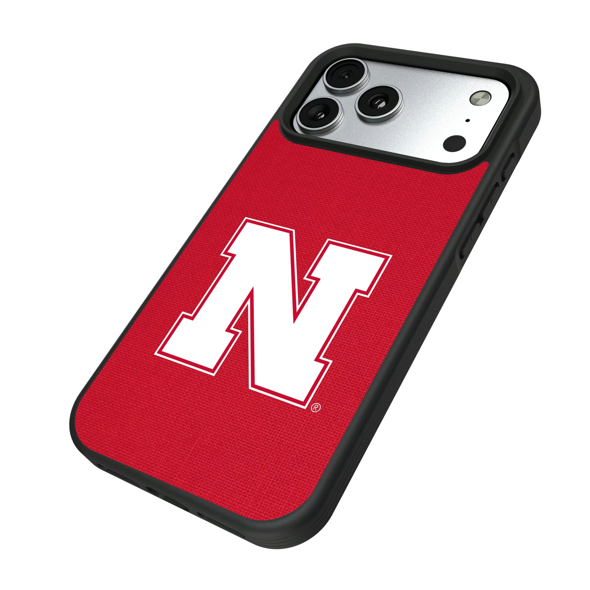 University of Nebraska Huskers Block N Solid iPhone Bump Phone Case for Apple iPhone - Isometric View#Device_iPhone 17 Pro Max
