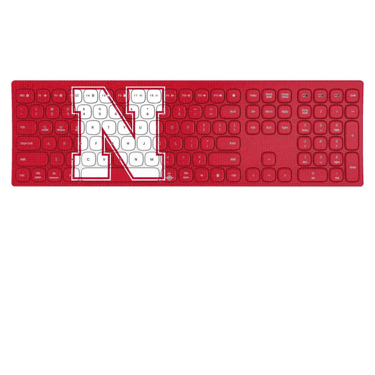 University of Nebraska Huskers Block N Solid KKB605 Curved Wireless Keyboard