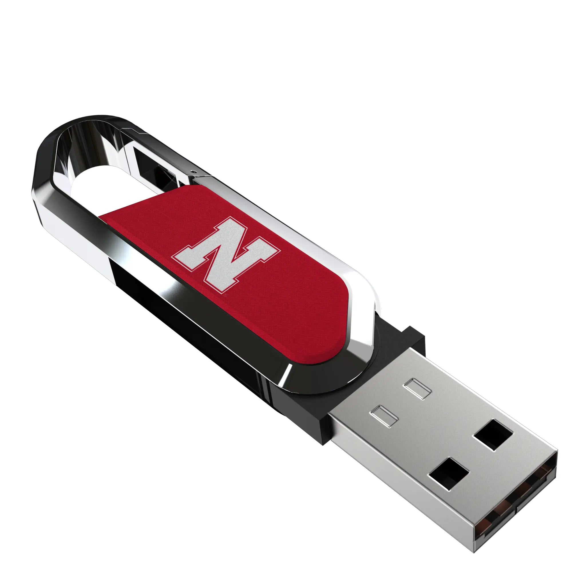 University of Nebraska Huskers Block N Solid USB 64GB Clip Style Flash Drive