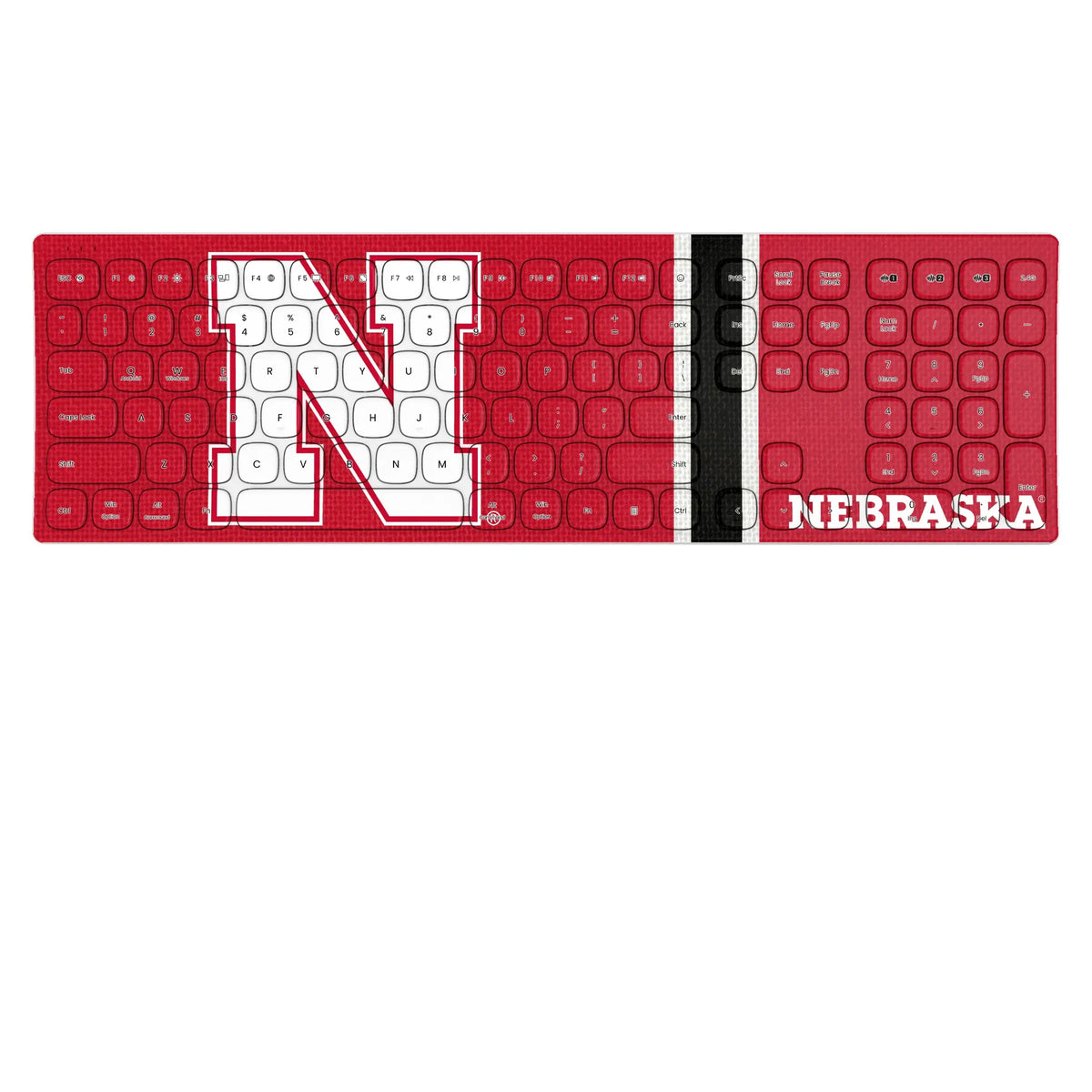 University of Nebraska Huskers Block N Stripe KKB605 Curved Wireless Keyboard
