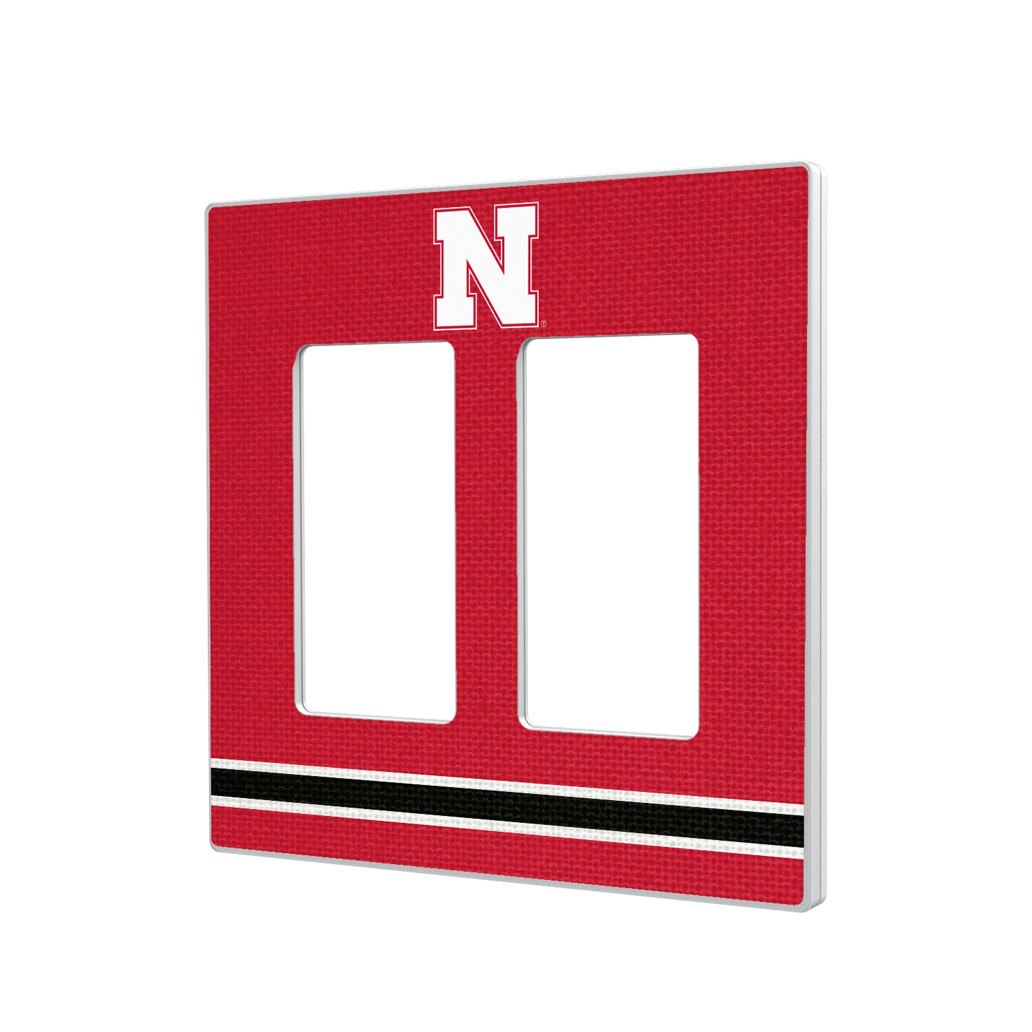 University of Nebraska Huskers Block N Stripe Hidden-Screw Light Switch Plate#Style_Double Rocker