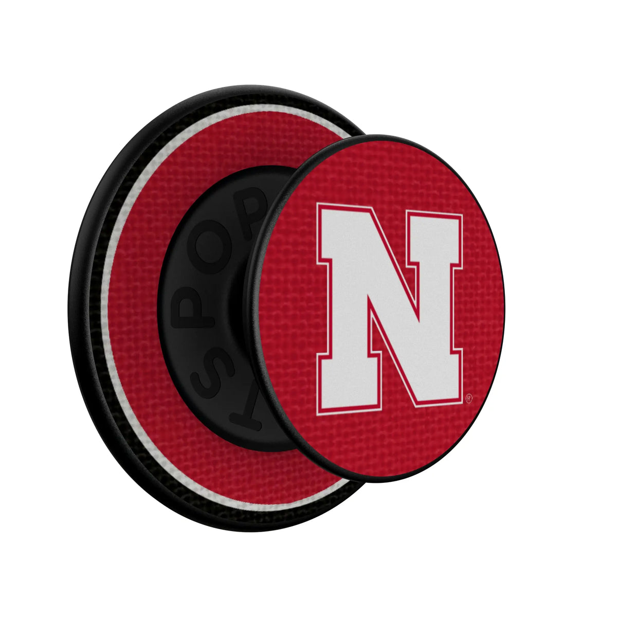 University of Nebraska Huskers Block N Stripe Popsockets Round Magnetic - Isometric View