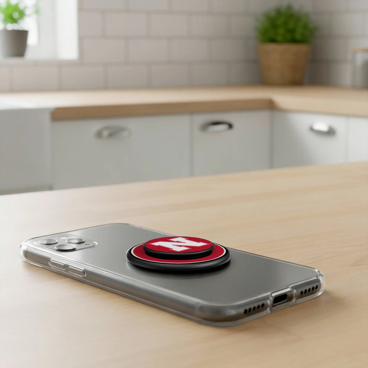 University of Nebraska Huskers Block N Stripe Popsockets Round Magnetic - Lifestyle